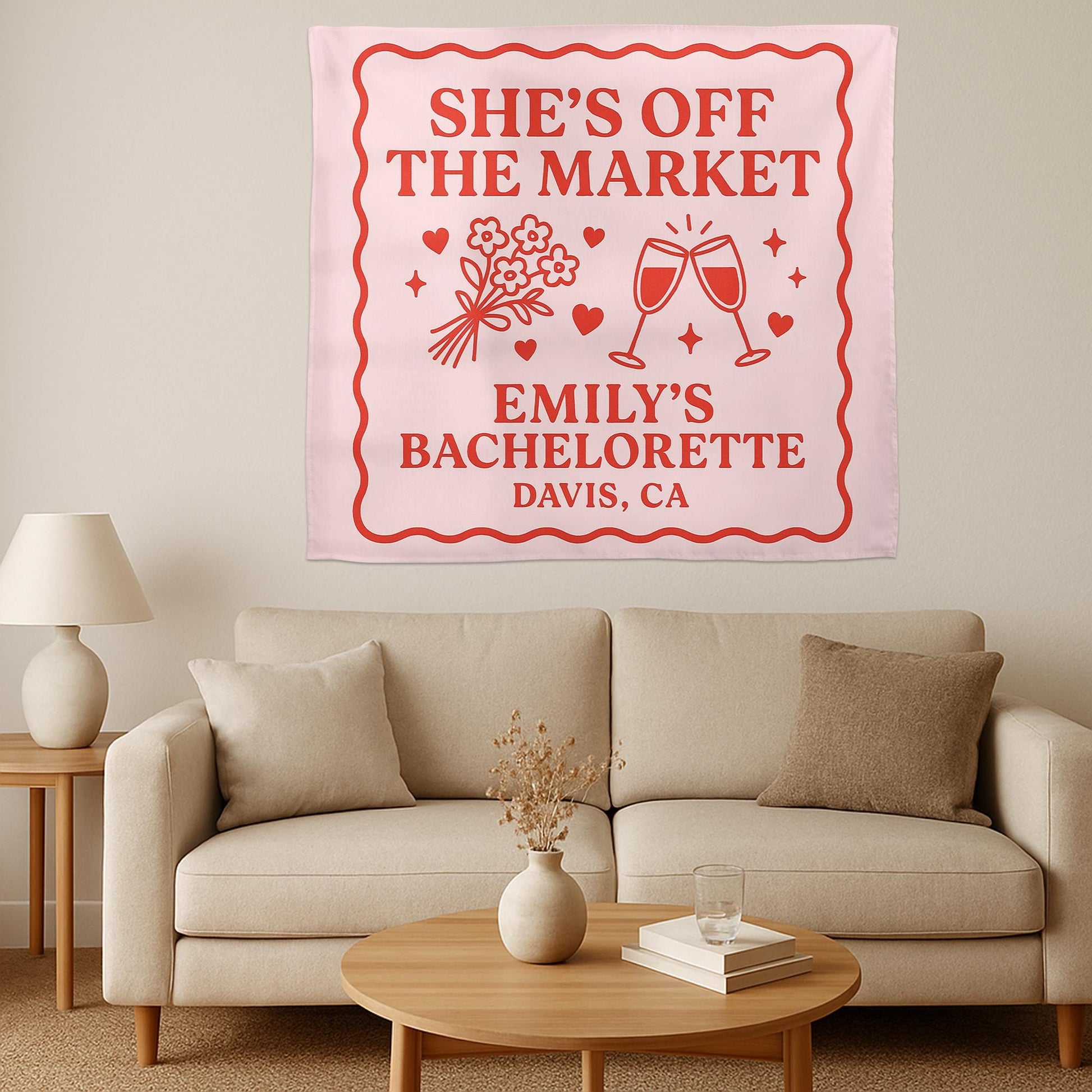 She’s Off The Market Tapestry, Bachelorette Party Banner, Custom Bridal Shower Decor, Engagement Celebration Wall Sign, Party Decoration