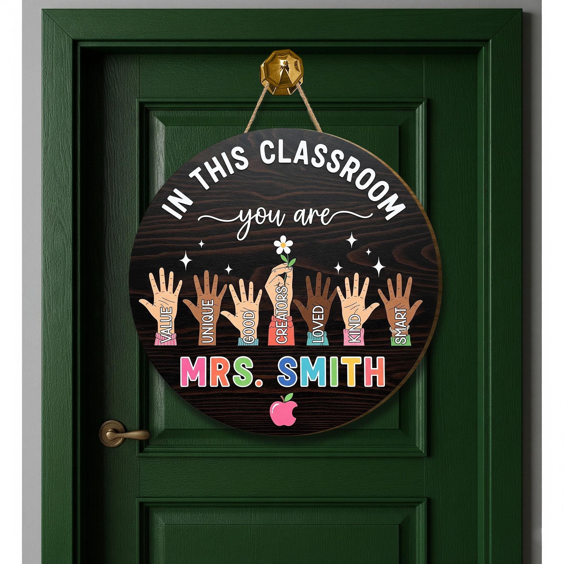 Personalized Teacher Door Hanger, Teacher Appreciation Door Sign Classroom Decor, Custom Teacher Name Wooden Sign, Welcome Classroom Sign