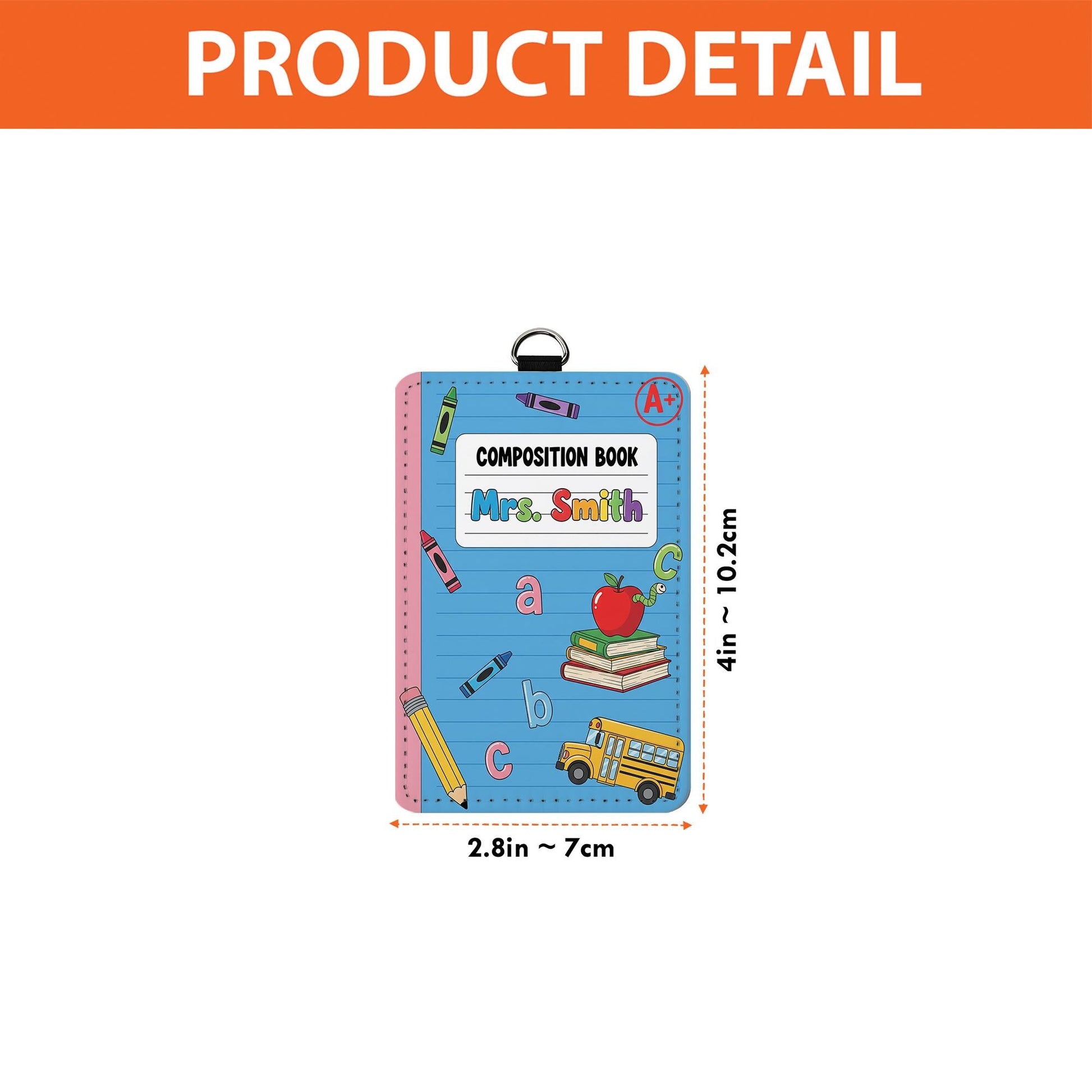 Personalized Teacher Badge Reel Holder - Composition Book ID Card - Cute School Lanyard Accessory with Name for Back to School, Educators