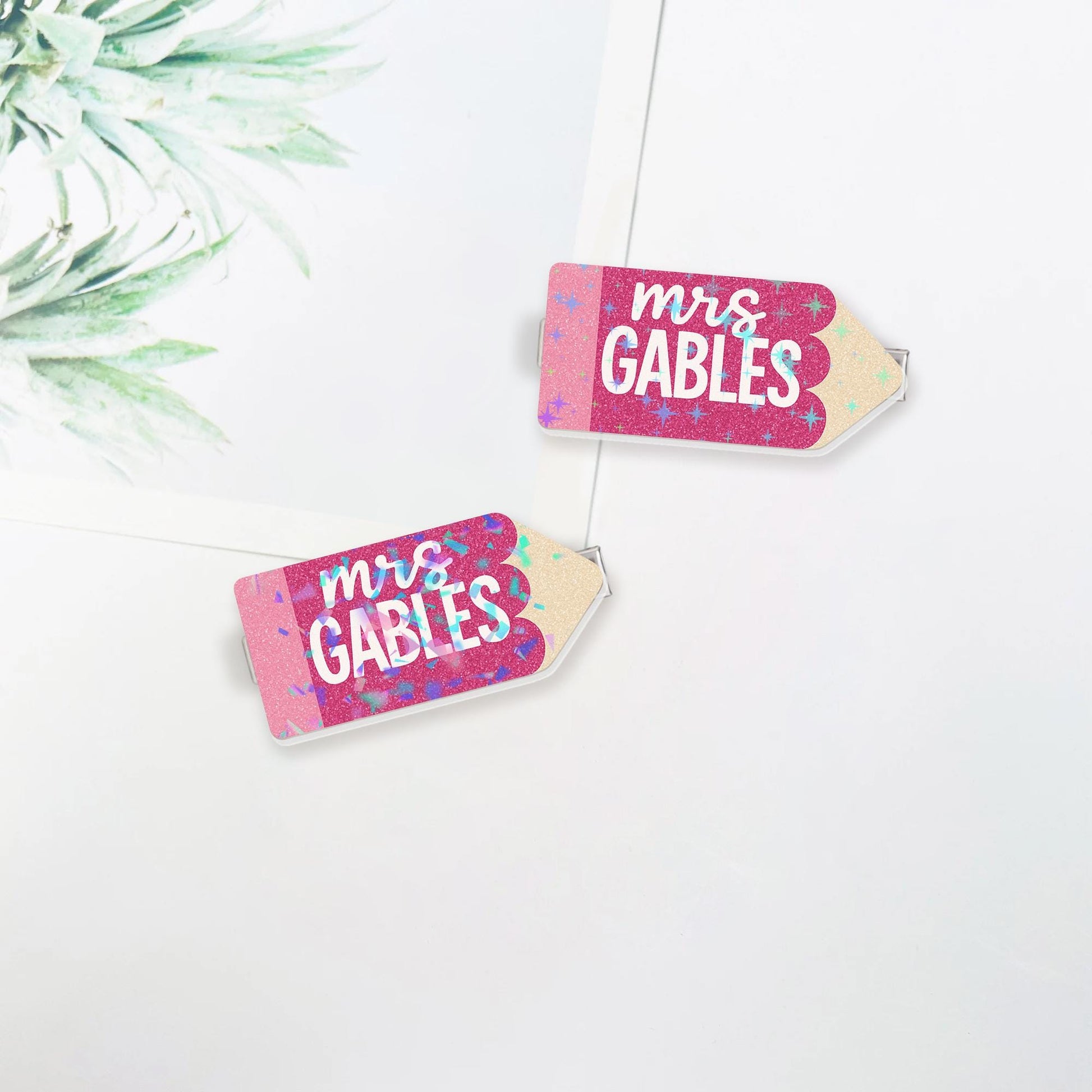Custom Teacher Hair Clip – Personalized Name Pencil Barrette – Back to School Gift for Teachers – Cute Classroom Accessory