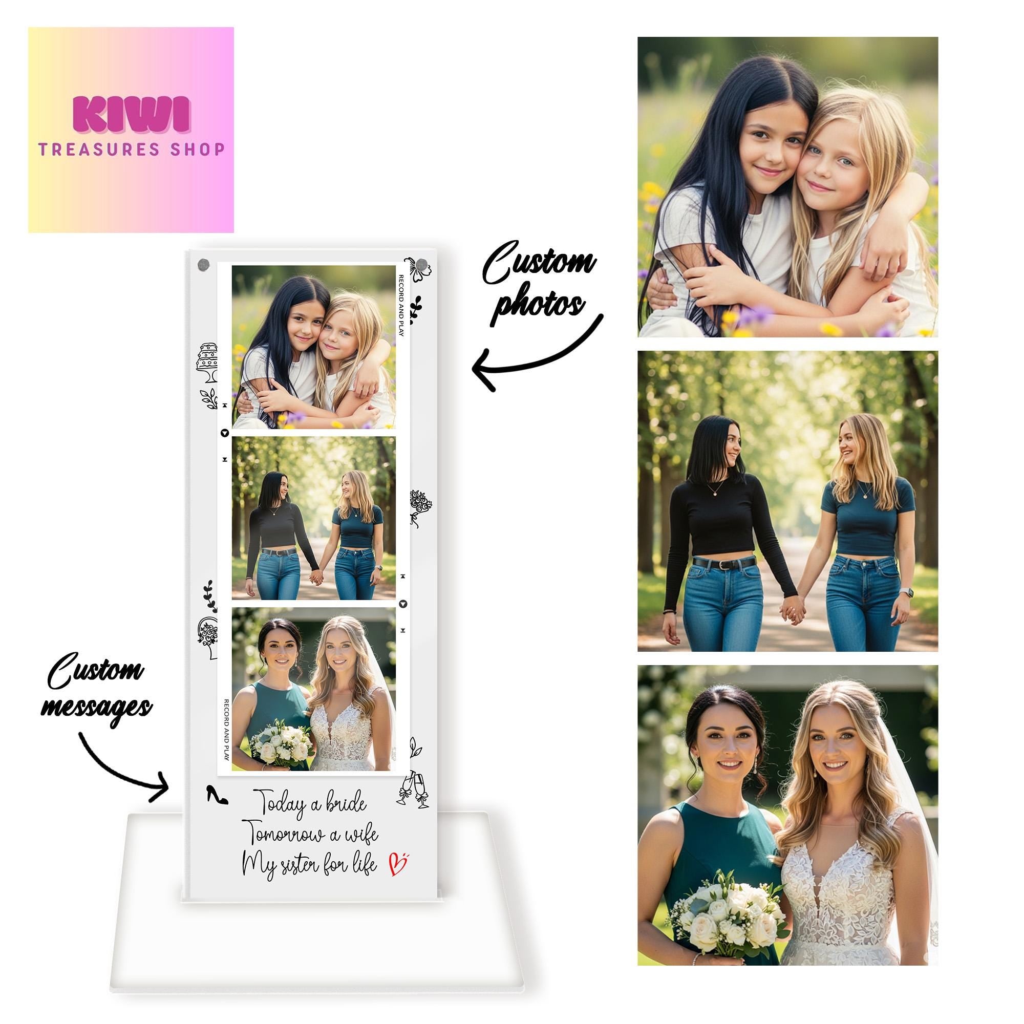 Custom Magnetic Photo Frame – Sister of the Bride Gift – Personalized Wedding Picture Display – Bridal Party Keepsake – Photo Strip style