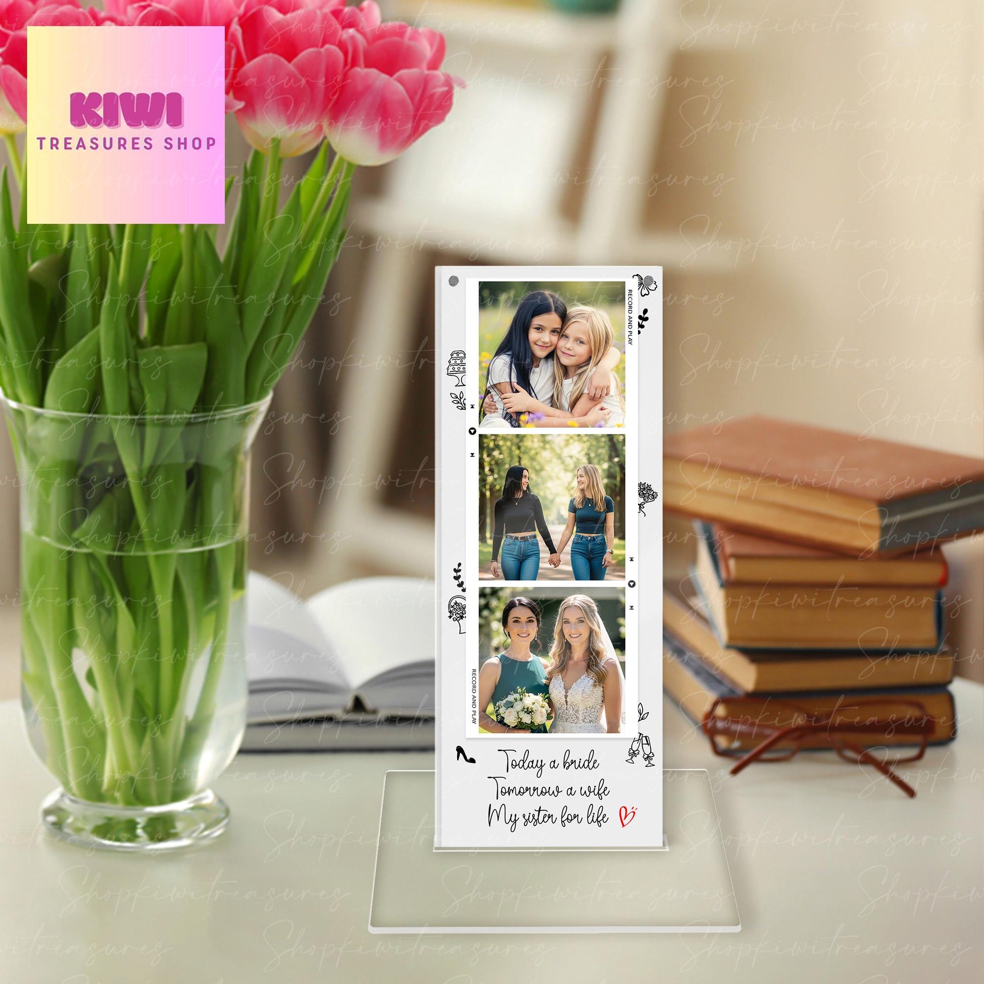 Custom Magnetic Photo Frame – Sister of the Bride Gift – Personalized Wedding Picture Display – Bridal Party Keepsake – Photo Strip style