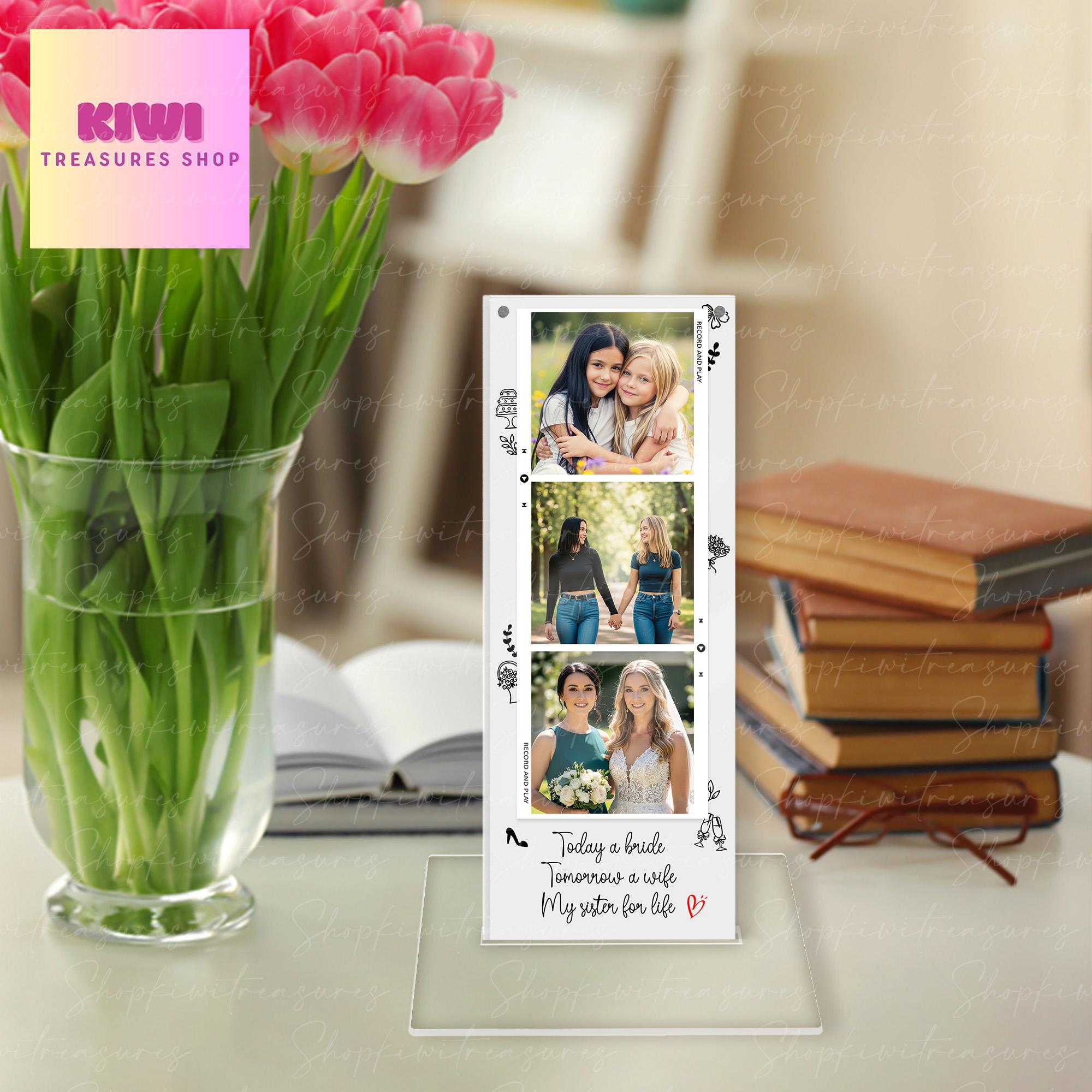 Custom Magnetic Photo Frame – Sister of the Bride Gift – Personalized Wedding Picture Display – Bridal Party Keepsake – Photo Strip style