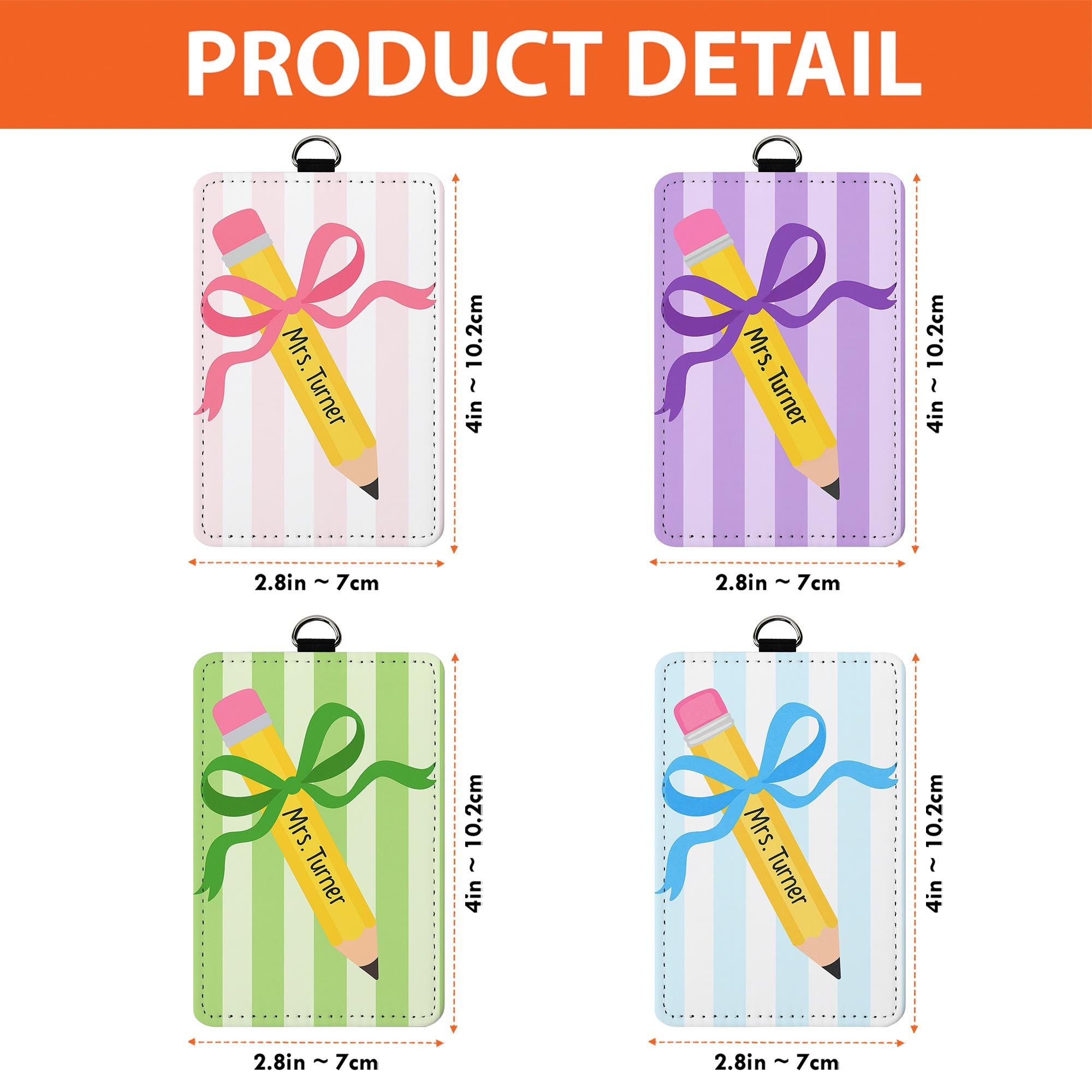 Vintage Pencil ID Badge Holder, Cute Teacher Lanyard, Back to School Gift, Colorful Name Tag, Classroom Accessory,Educator Gift,Teacher Gift