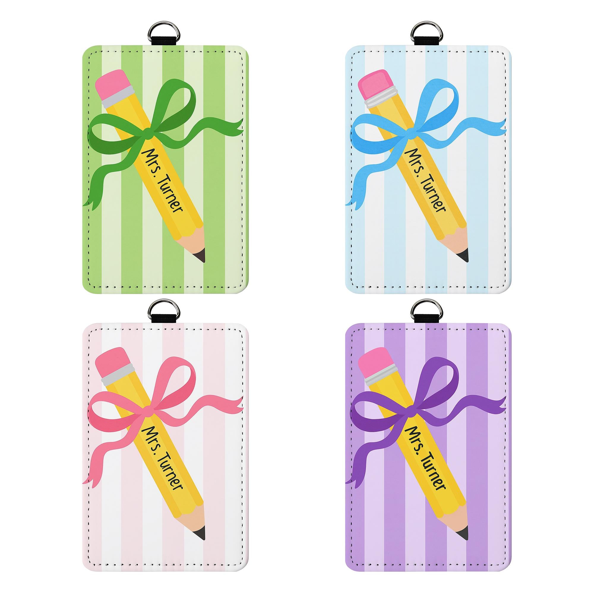Vintage Pencil ID Badge Holder, Cute Teacher Lanyard, Back to School Gift, Colorful Name Tag, Classroom Accessory,Educator Gift,Teacher Gift