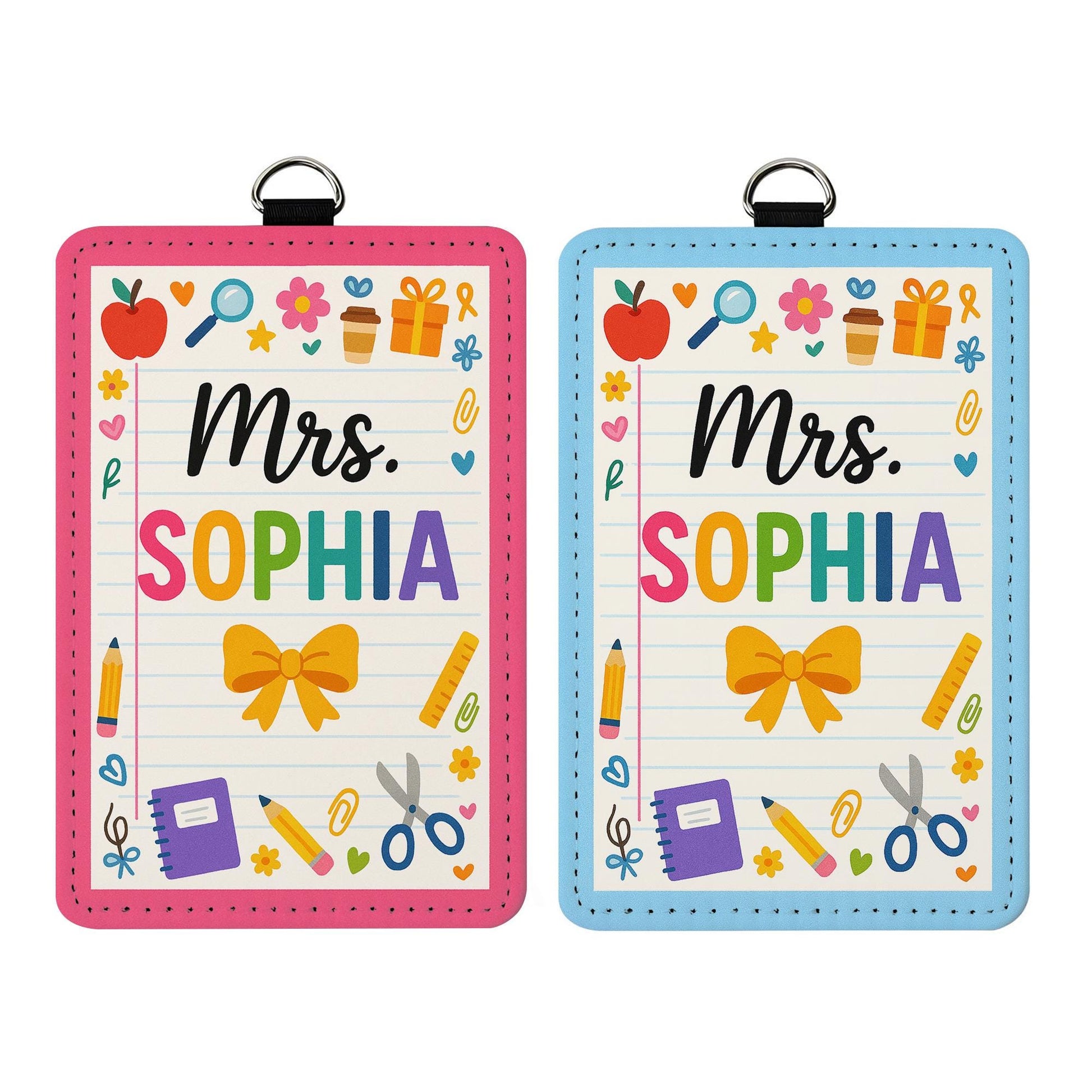 Rainbow Teacher ID Badge Holder, Cute School Lanyard, Personalized Name Tag, Back to School Gift, Classroom Accessory, Educator Style