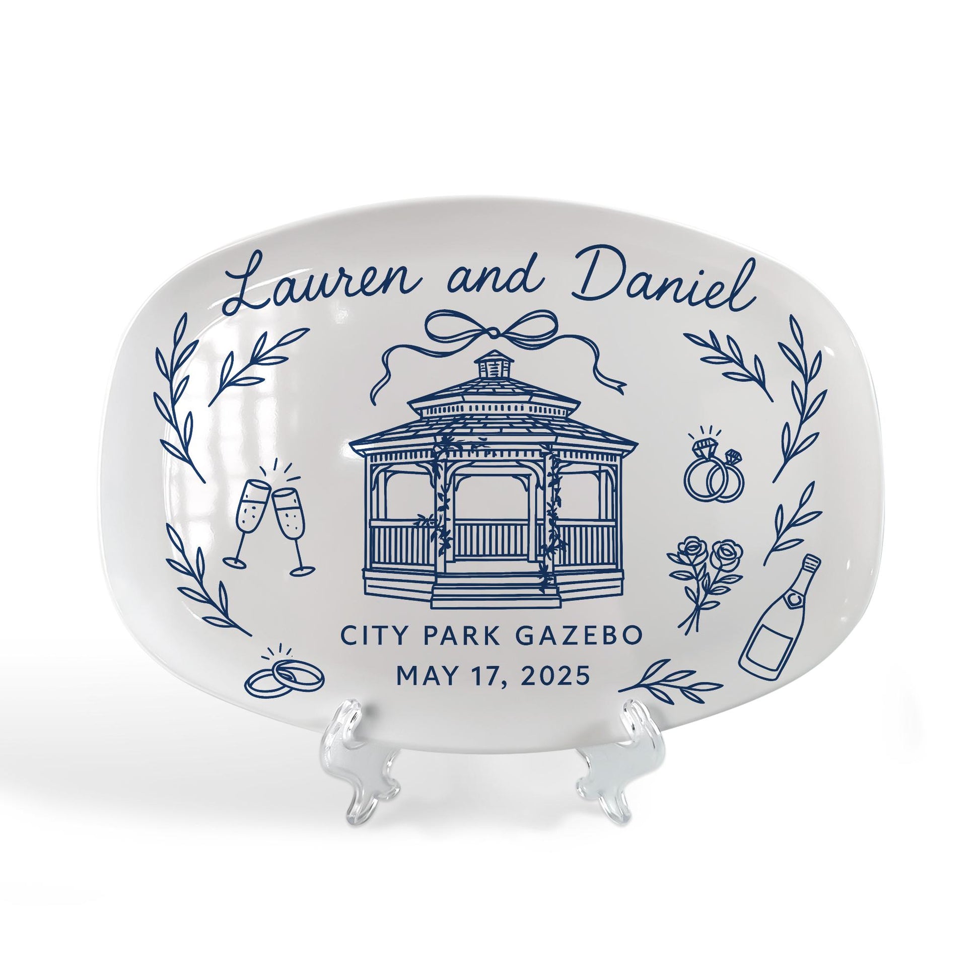 Custom Wedding Venue Platter – Personalized Decorative Keepsake Plate with Names, Date & Location – Wedding Gift – Reception DECOR only