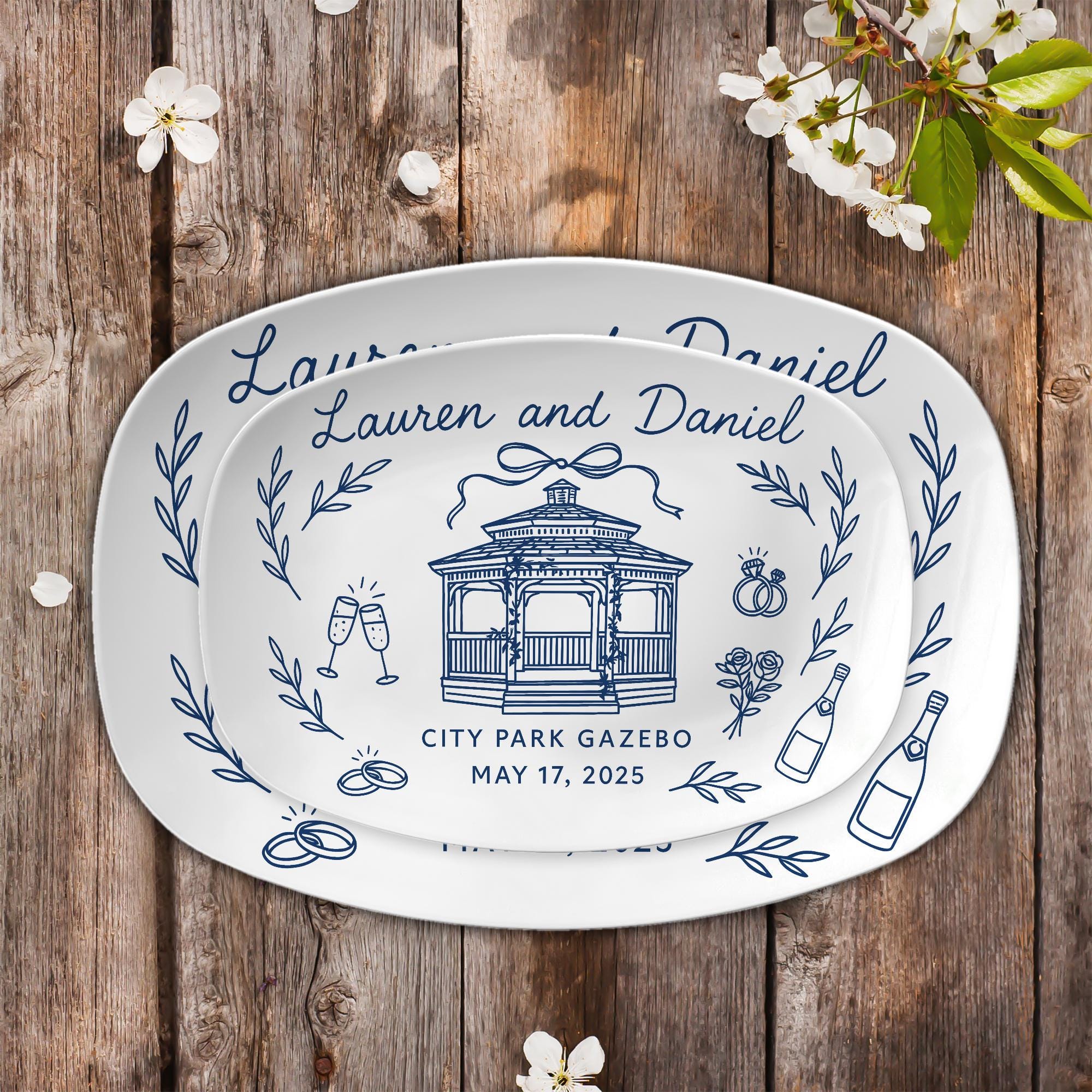 Custom Wedding Venue Platter – Personalized Decorative Keepsake Plate with Names, Date & Location – Wedding Gift – Reception DECOR only