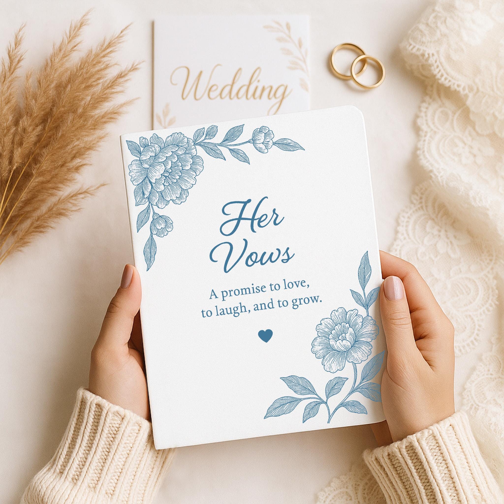 Custom Wedding Leather Vow Notebook + Acrylic Bookmark – Personalized Ceremony Journal Keepsake Gift