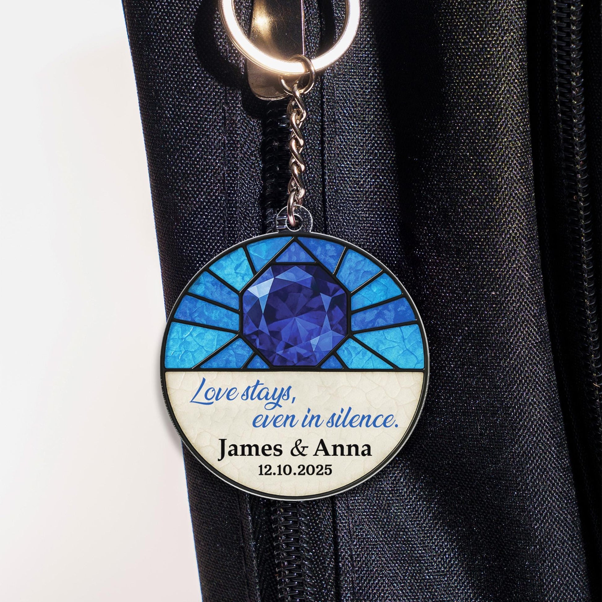 Anniversary Glass Suncatcher & Acrylic Keychain Combo | Anniversary Gemstone Glass Suncatcher | Personalized Keepsake Gifts