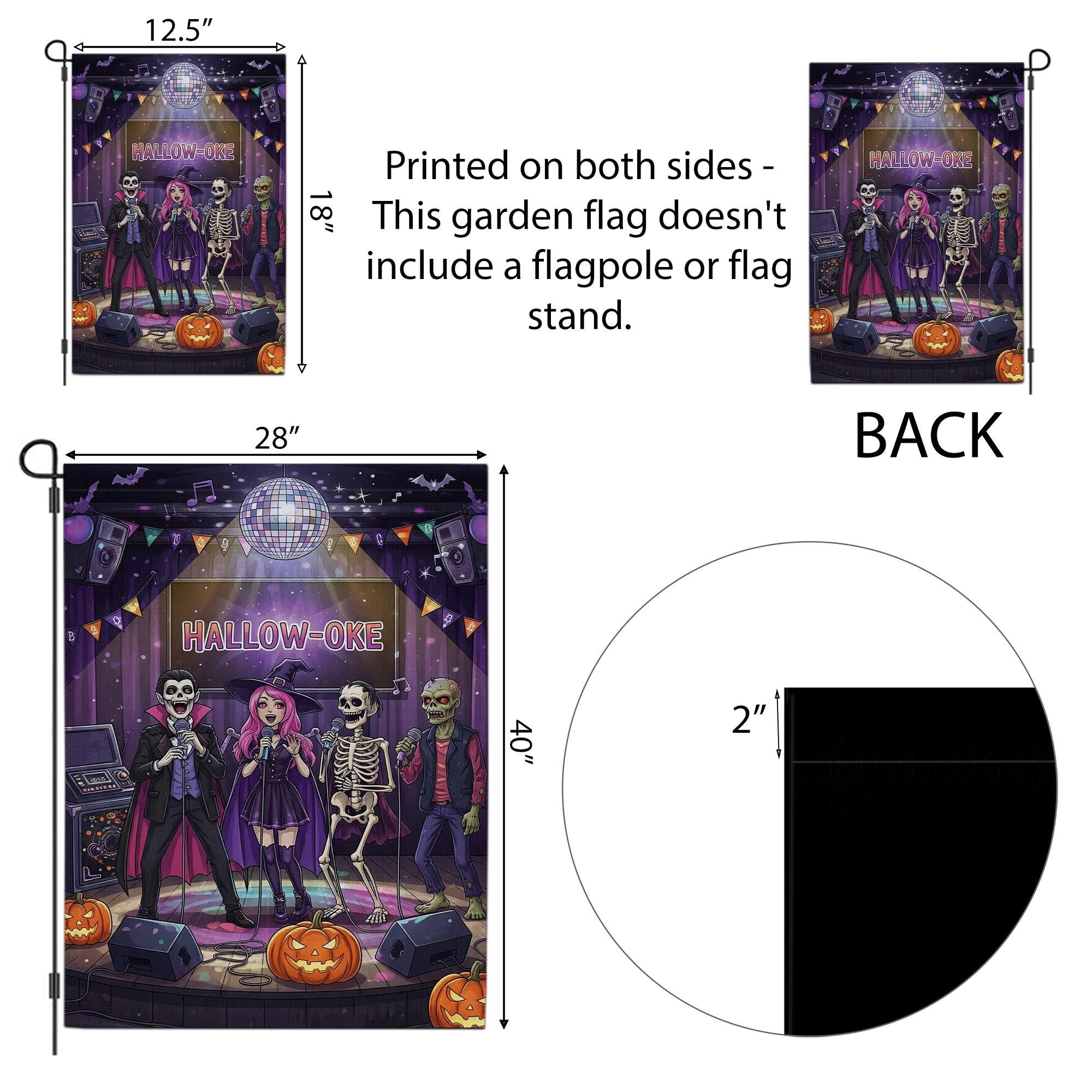 Halloween Karaoke Garden Flag – Hallow-Oke Party Decor, Spooky Singing Skeletons, Funny Outdoor Halloween Yard Decoration