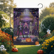 Halloween Karaoke Garden Flag – Hallow-Oke Party Decor, Spooky Singing Skeletons, Funny Outdoor Halloween Yard Decoration