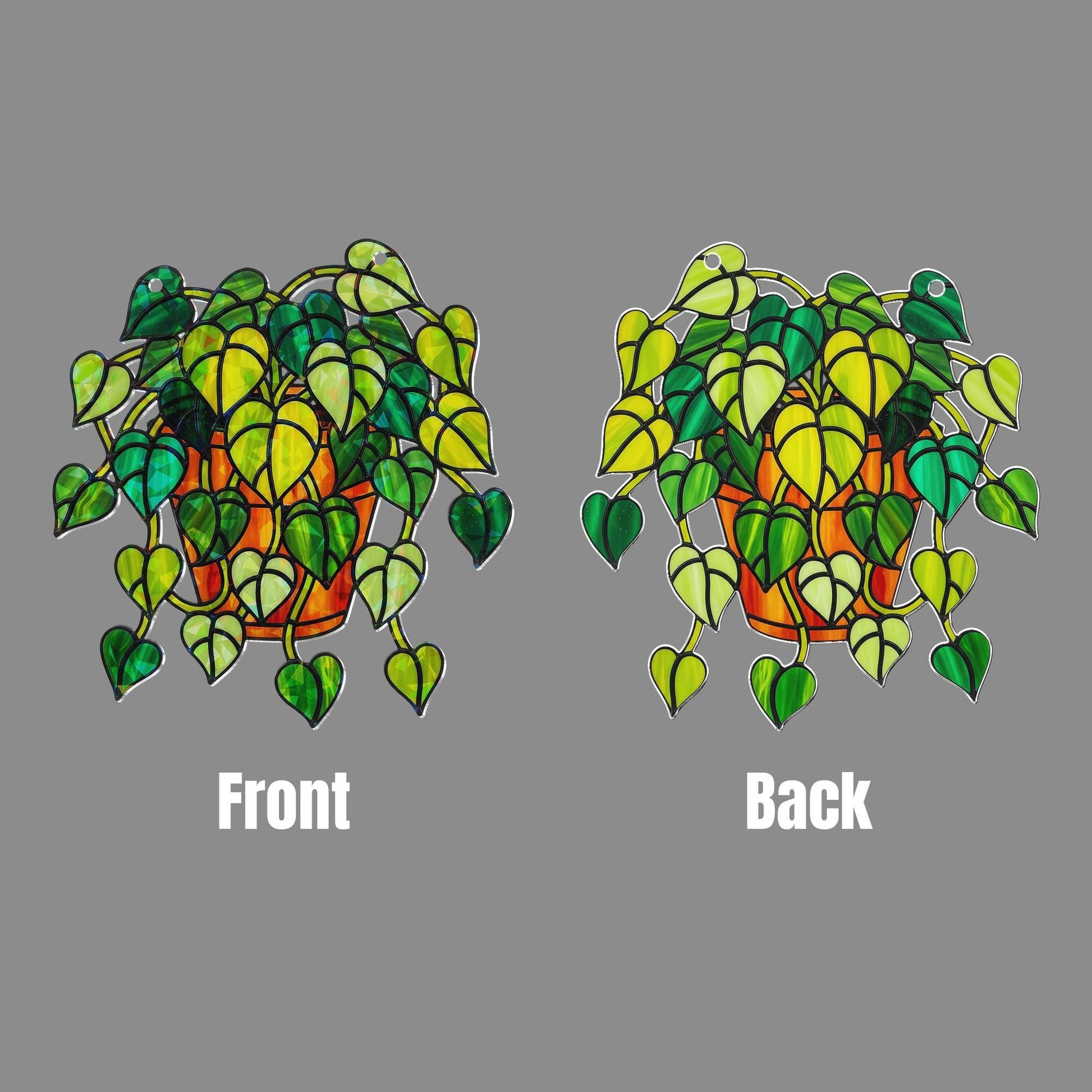 Pothos Plant Hologram Ornament - Heart Leaf Vine Window Decor for Plant Lovers, Botanical Theme Home Art Decor for Indoor Garden Lovers