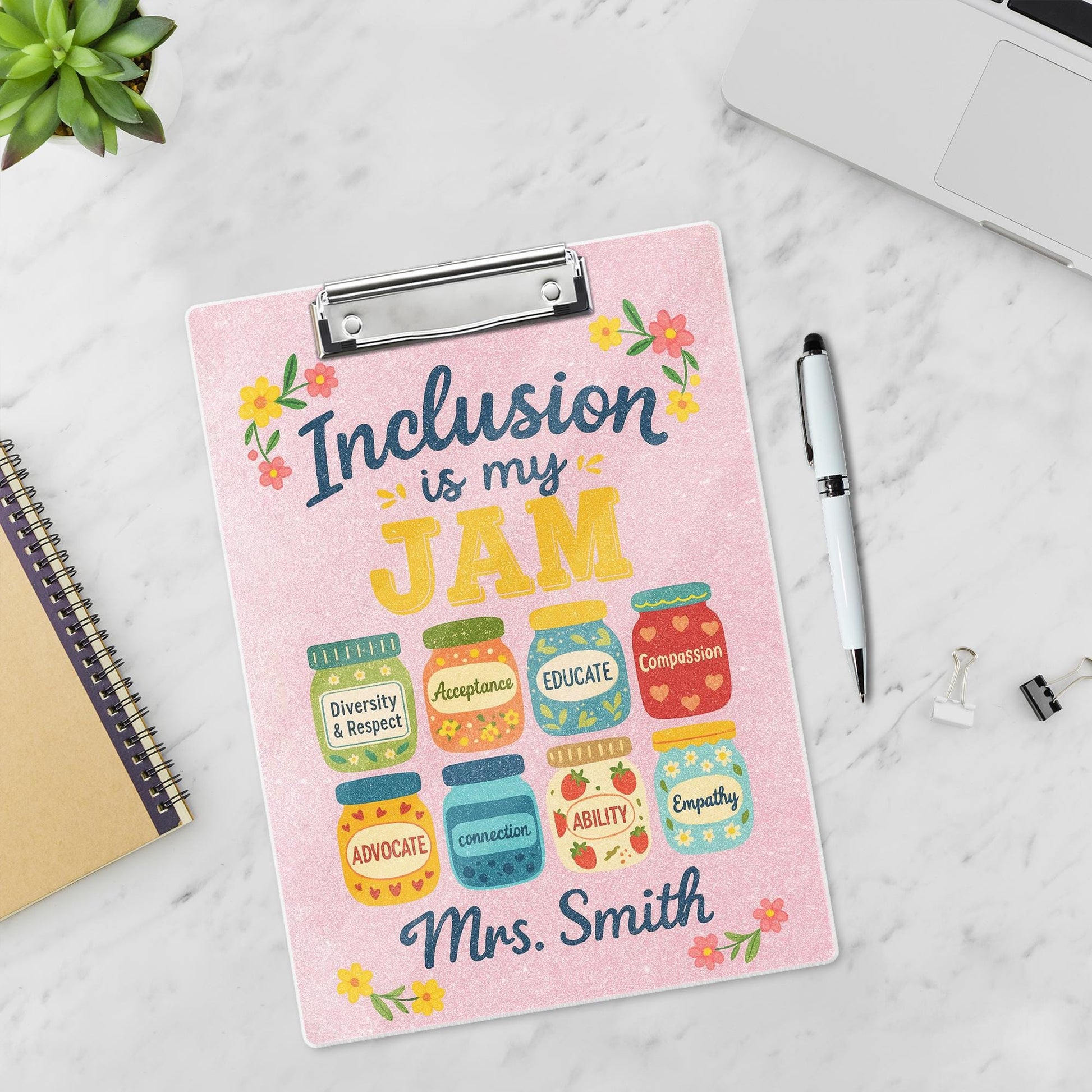 Personalized Teacher Acrylic Clipboard, Inclusion Is My Jam Clipboard, Graduation Gift, Back To School Gift, Teacher Appreciation Gift