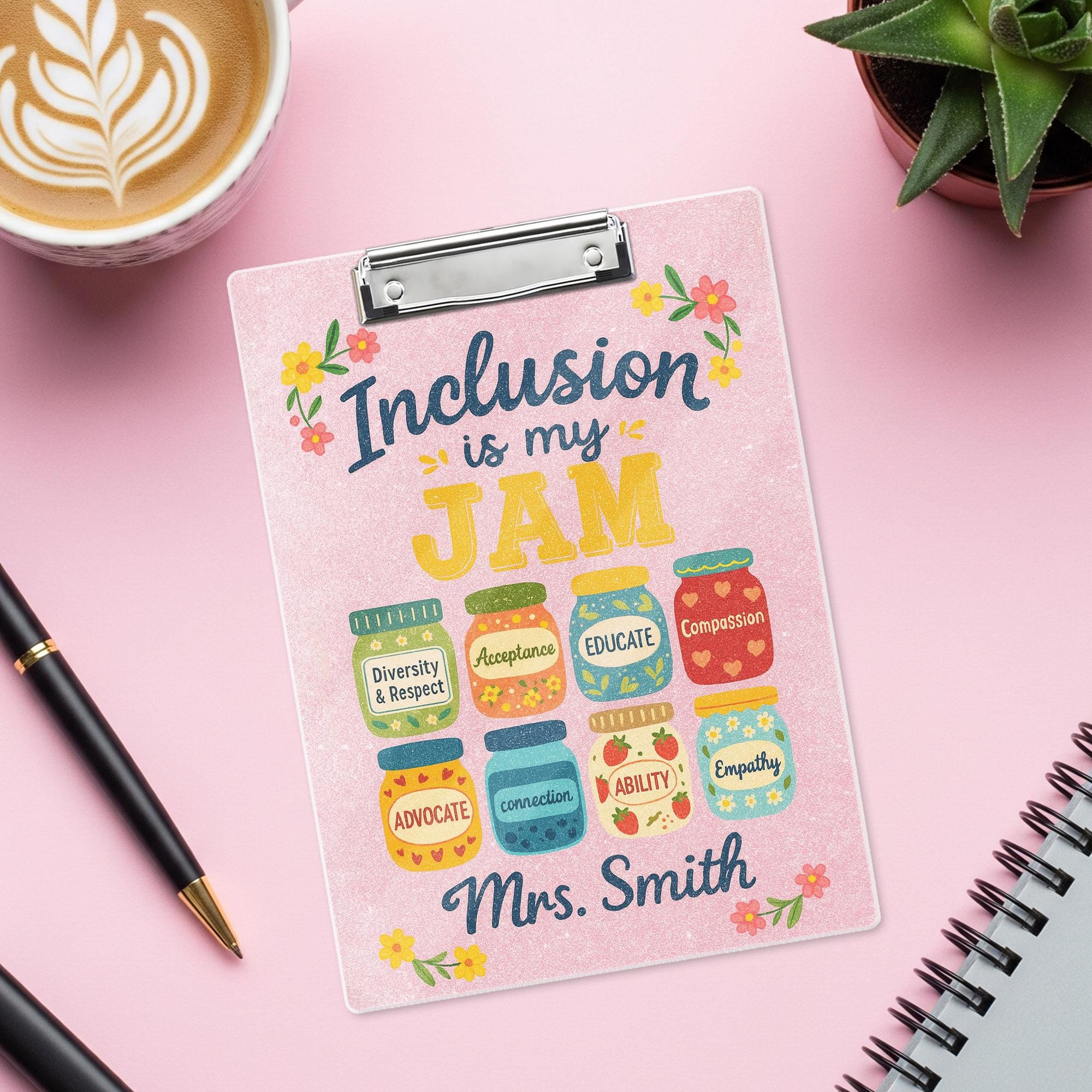 Personalized Teacher Acrylic Clipboard, Inclusion Is My Jam Clipboard, Graduation Gift, Back To School Gift, Teacher Appreciation Gift