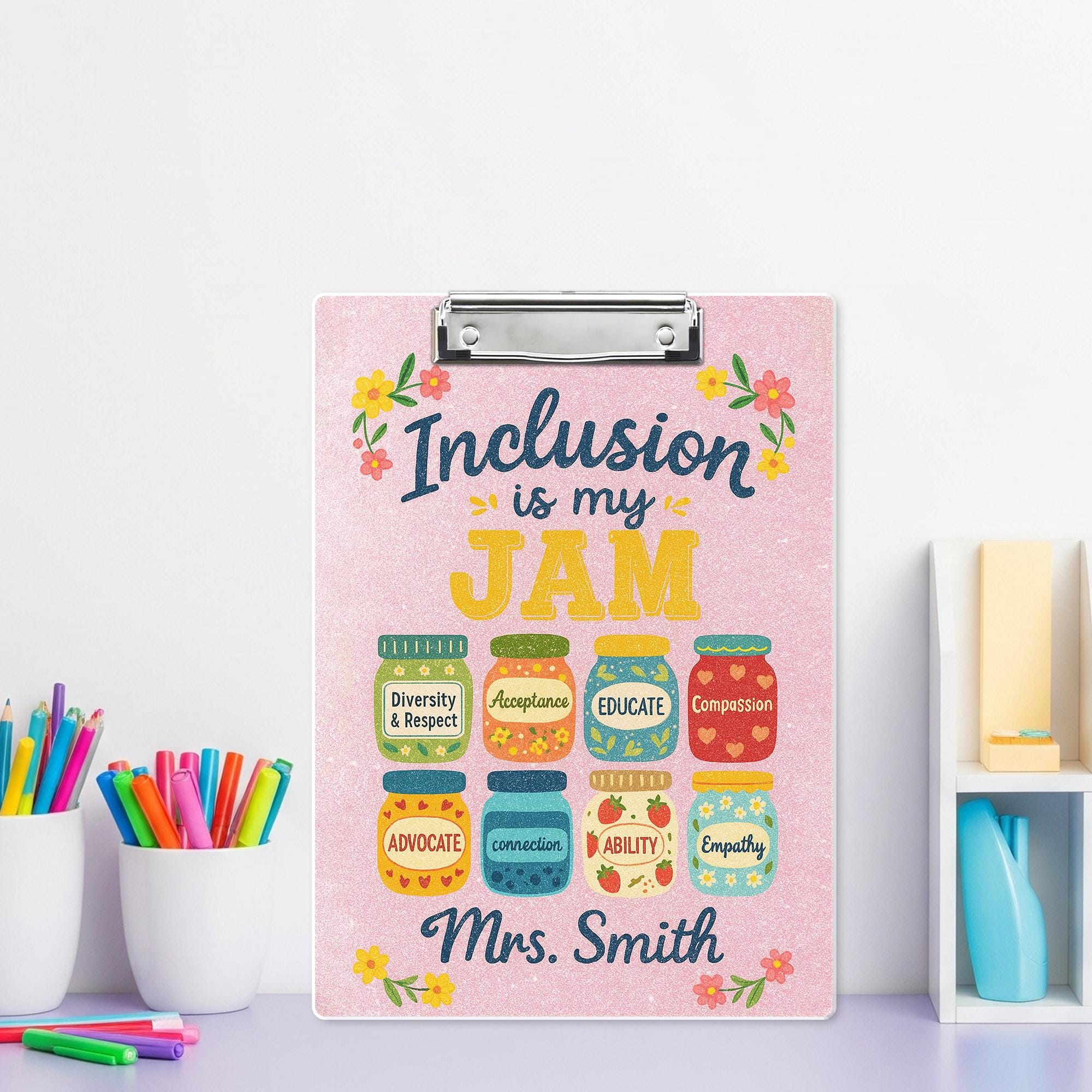 Personalized Teacher Acrylic Clipboard, Inclusion Is My Jam Clipboard, Graduation Gift, Back To School Gift, Teacher Appreciation Gift