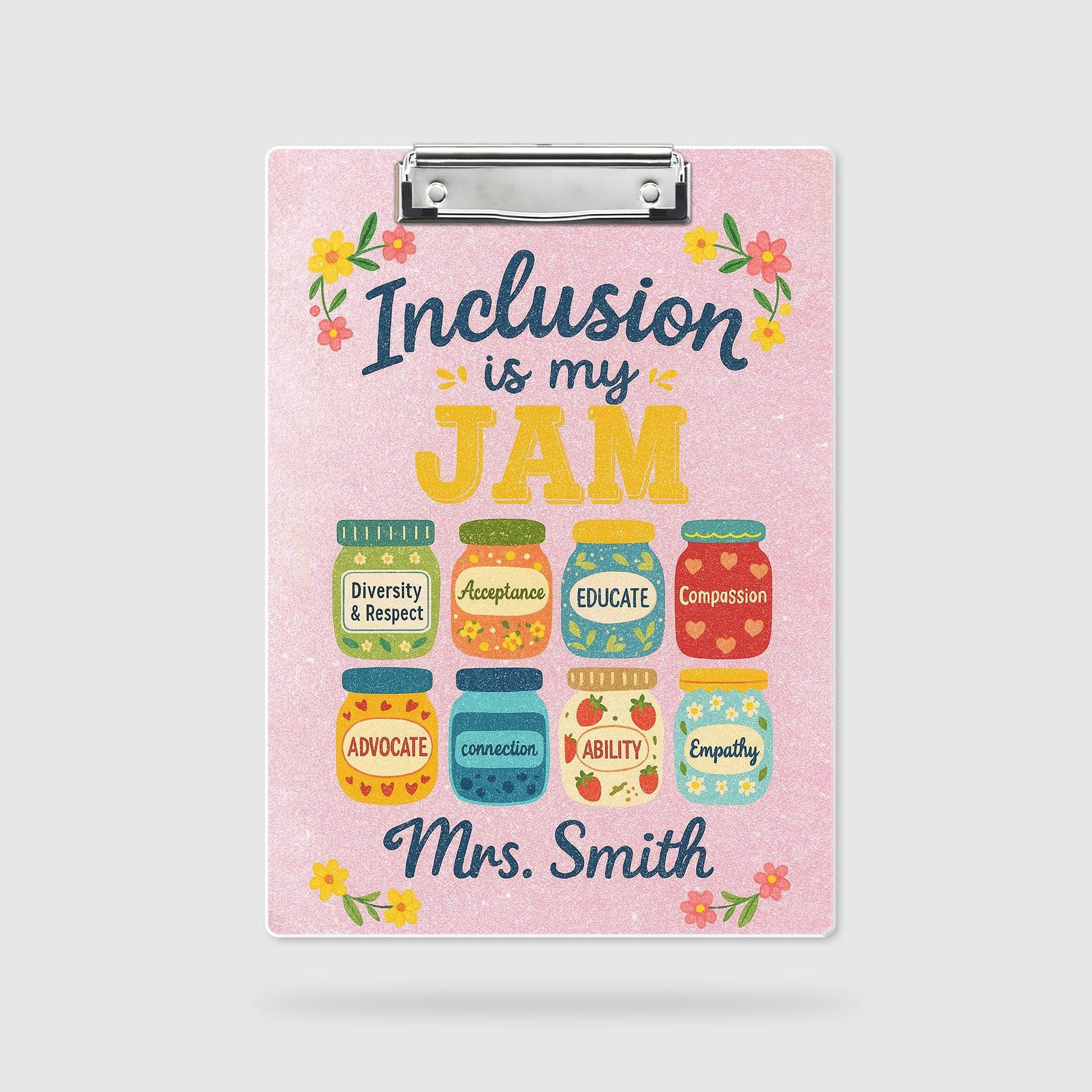 Personalized Teacher Acrylic Clipboard, Inclusion Is My Jam Clipboard, Graduation Gift, Back To School Gift, Teacher Appreciation Gift