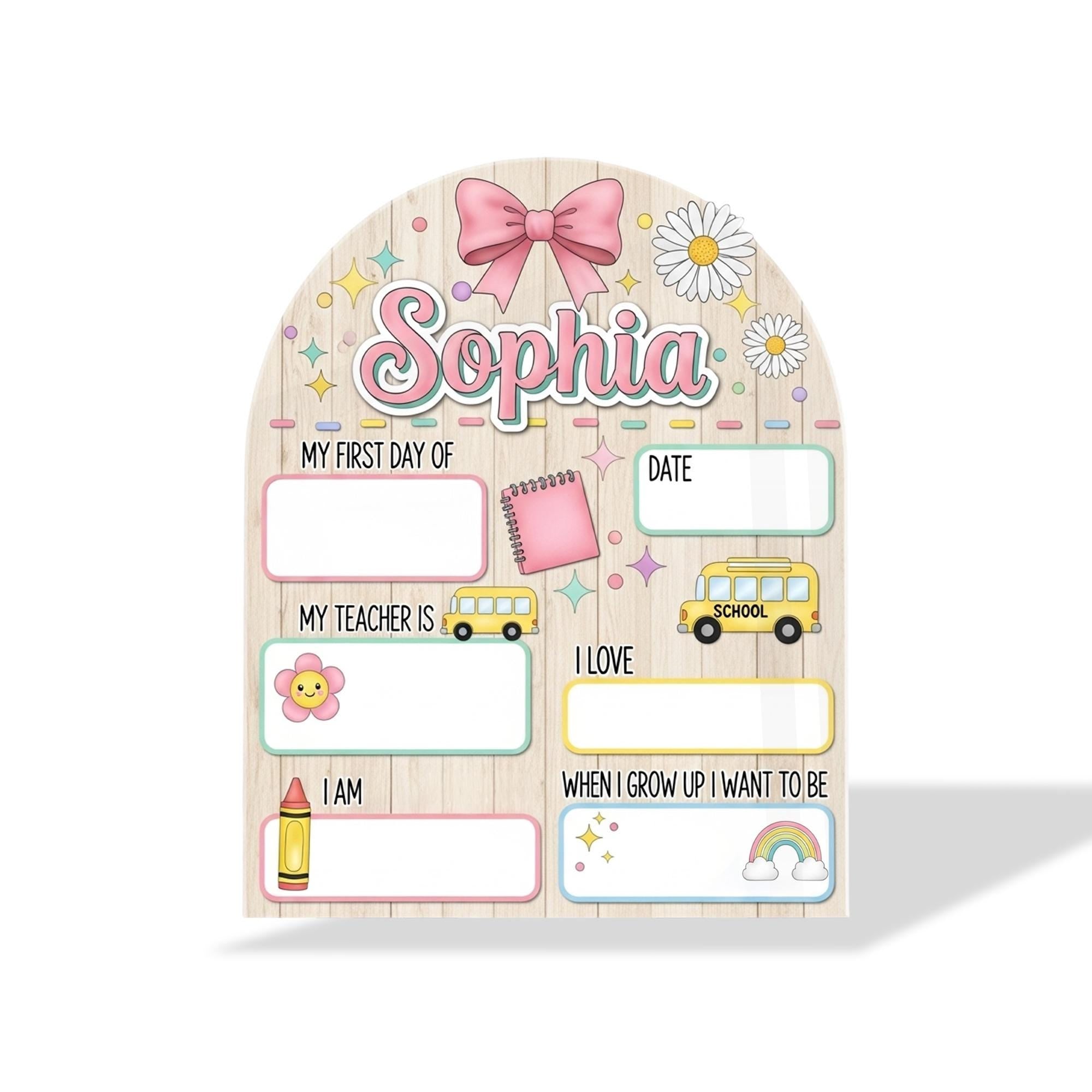 Custom First Day of School Sign, Personalized Name Milestone Board, Back to School Decor Flag