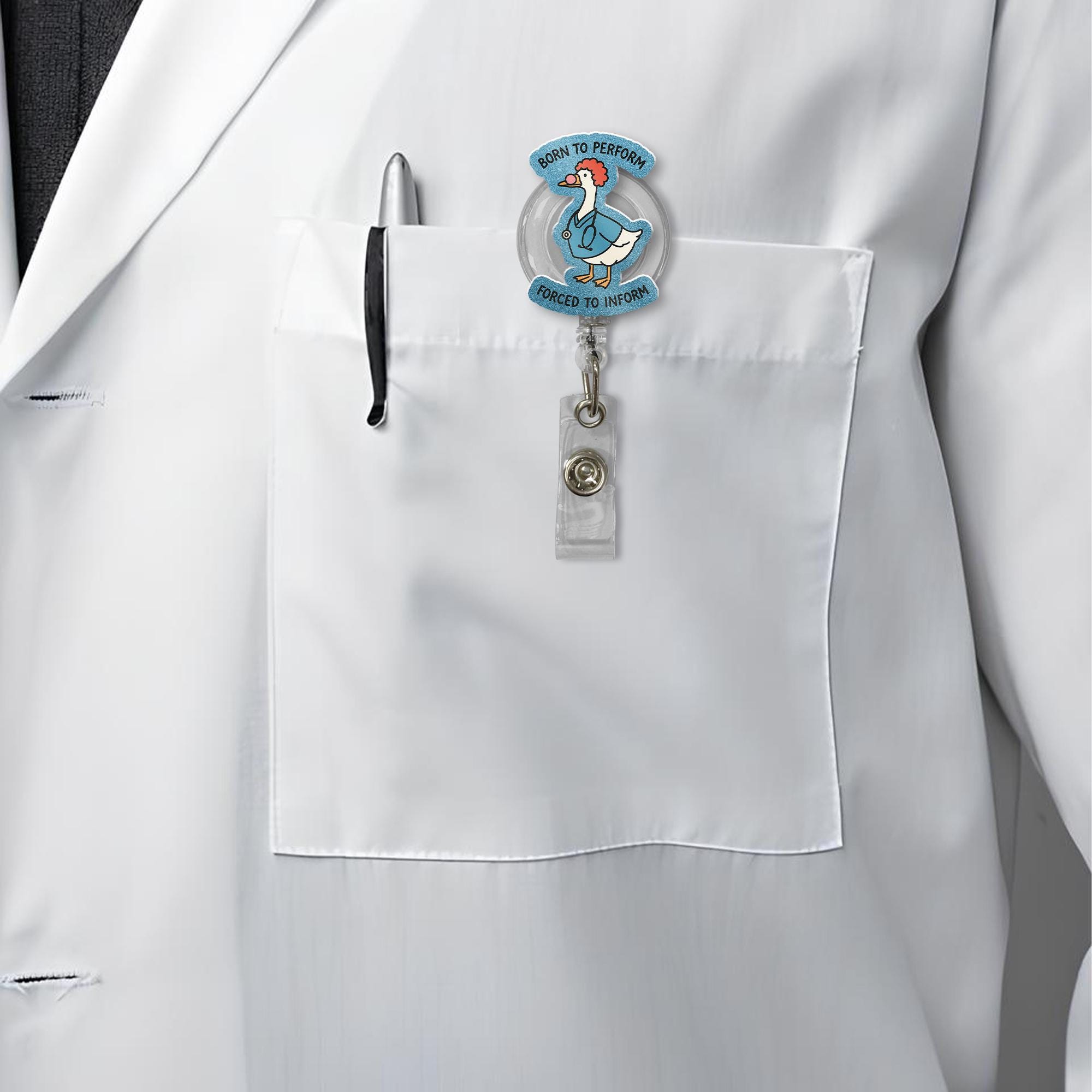 Funny Silly Goose Nurse Badge Reel, Goose ID Badge Holder, Medical Humor Retractable Reel, Cute Animal Stethoscope Clip, RN Office Gift