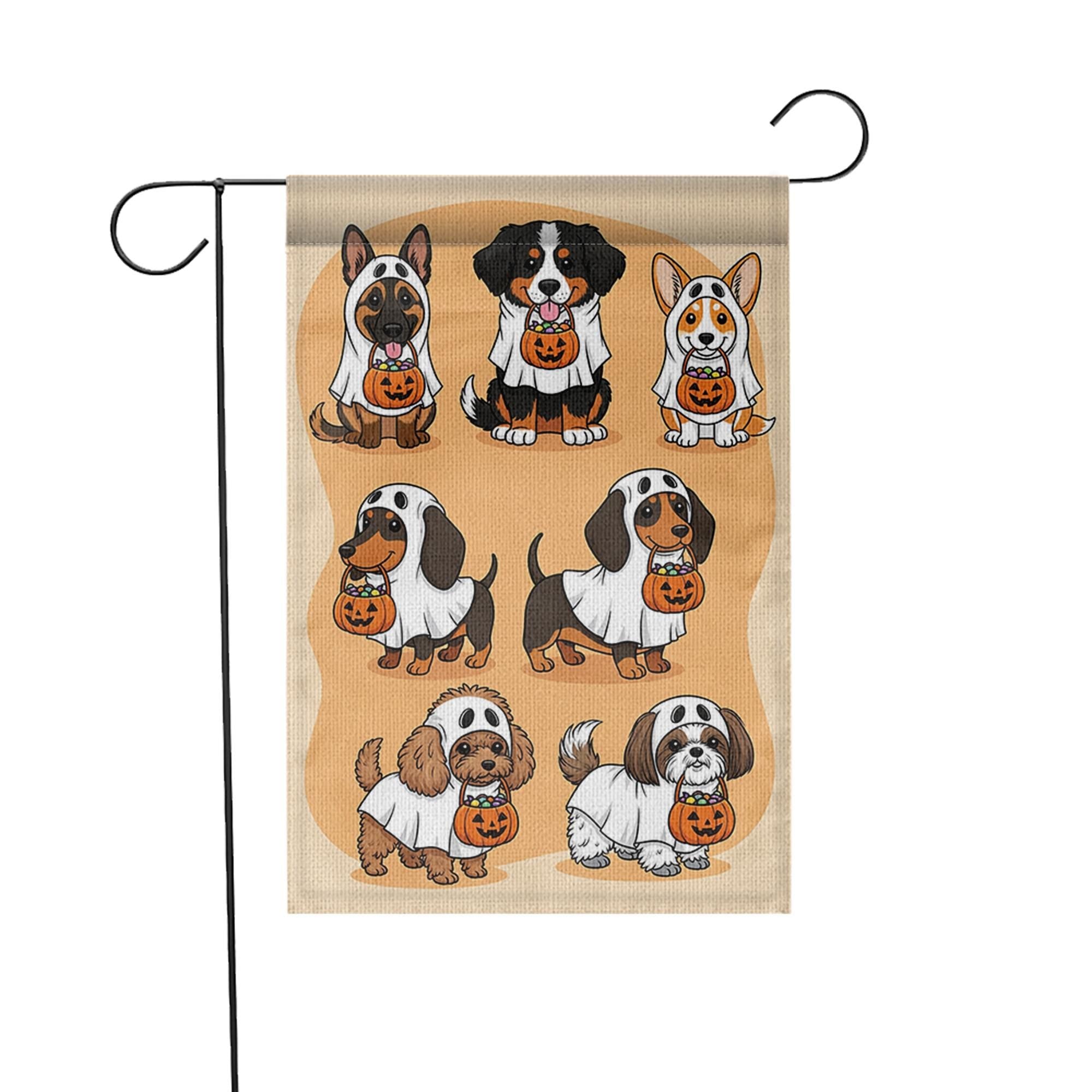 Halloween Dog Garden Flag - Trick or Treat Puppy Yard Sign - Cute Ghost Dog Outdoor Decor - Fall Pet Lover Decoration