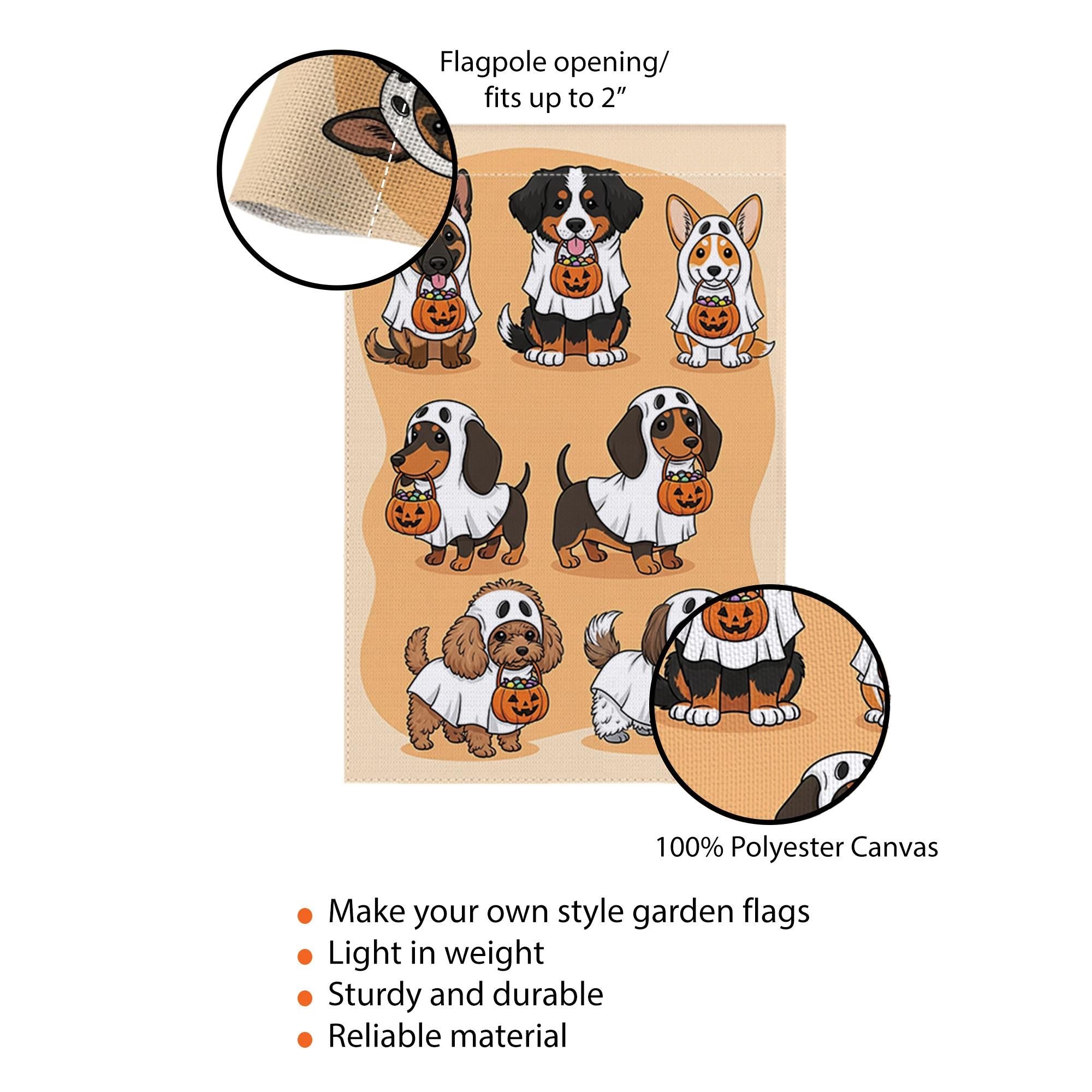 Halloween Dog Garden Flag - Trick or Treat Puppy Yard Sign - Cute Ghost Dog Outdoor Decor - Fall Pet Lover Decoration