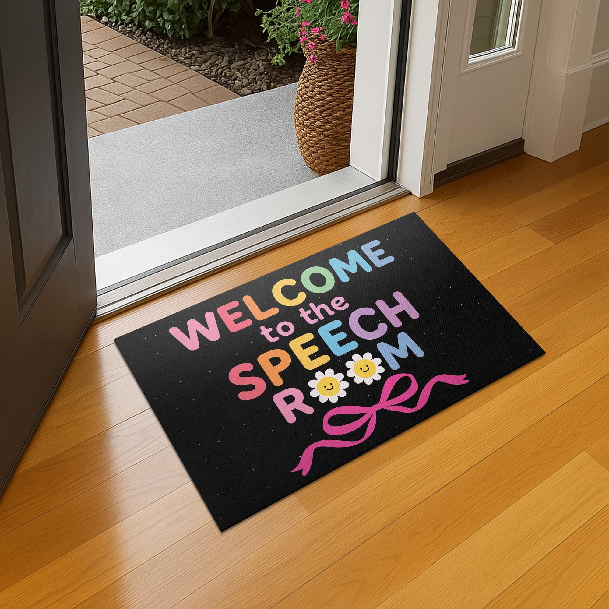 Welcome to the Speech Room Doormat, SLP Classroom Rug, Colorful Speech Therapy Mat, Speech Pathologist Office Decor