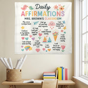 Personalized Classroom Daily Affirmations Tapestry, Kids Motivation Wall Decor, Positive Quote Banner for Teachers, Preschool Classroom