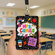 Personalized Teacher Badge Holder – Cute Composition Notebook Design for Teachers, Educators – Big Heart Quote Lanyard ID Tag Gift