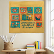 SLP Classroom Tapestry, Speech Therapy Wall Decor, Communication Poster, Colorful Educational Banner, Speech Pathologist Gift