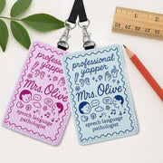 Speech Therapist Badge Holder, Professional Yapper ID Tag, SLP Gift for Women, Funny Lanyard Insert, Personalized SLP Accessory