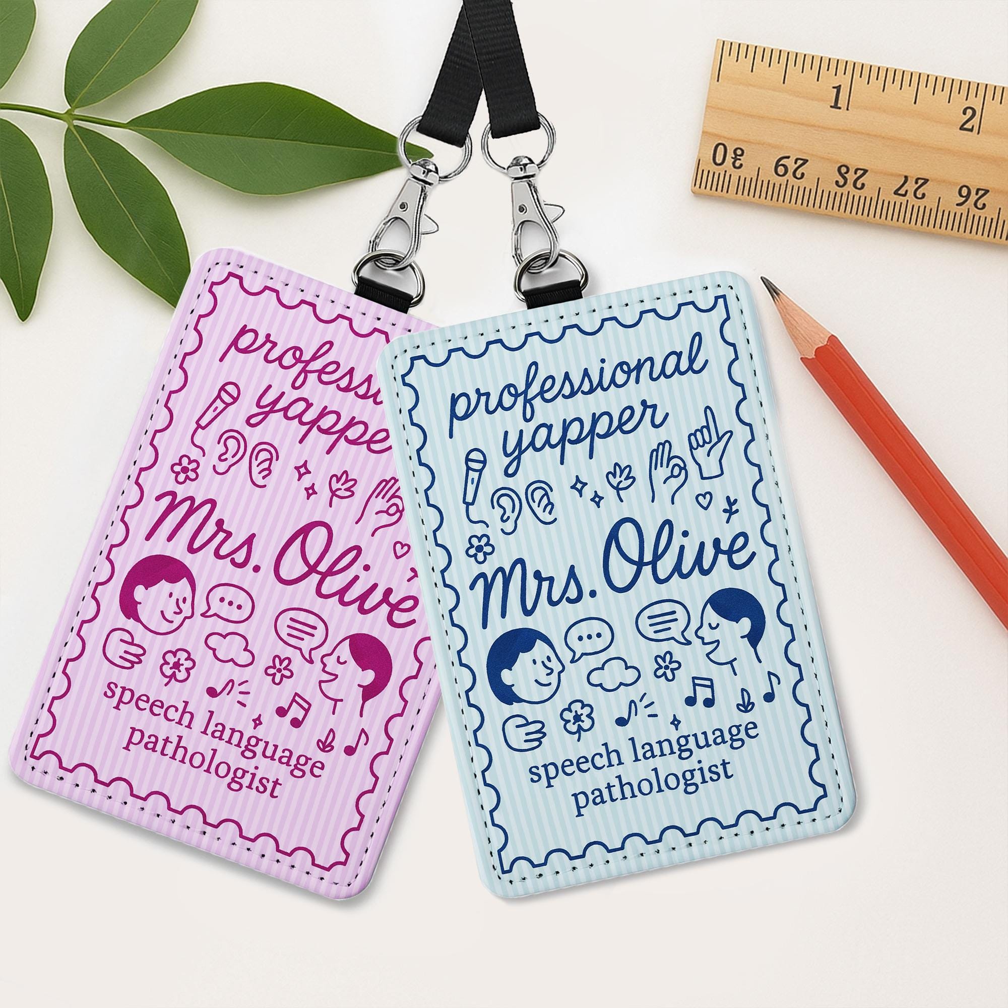 Speech Therapist Badge Holder, Professional Yapper ID Tag, SLP Gift for Women, Funny Lanyard Insert, Personalized SLP Accessory