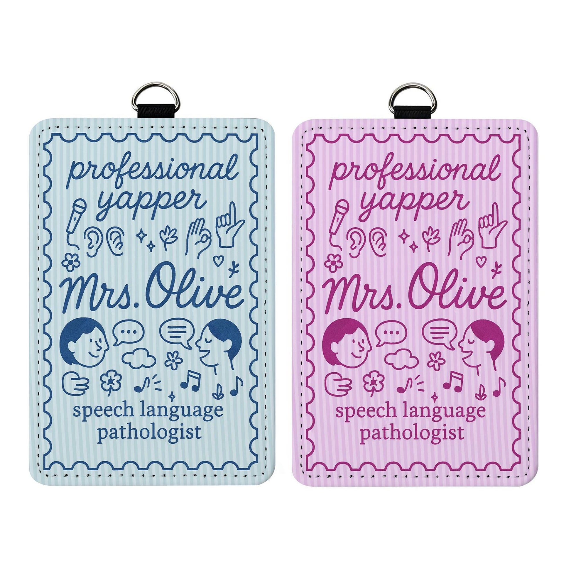 Speech Therapist Badge Holder, Professional Yapper ID Tag, SLP Gift for Women, Funny Lanyard Insert, Personalized SLP Accessory