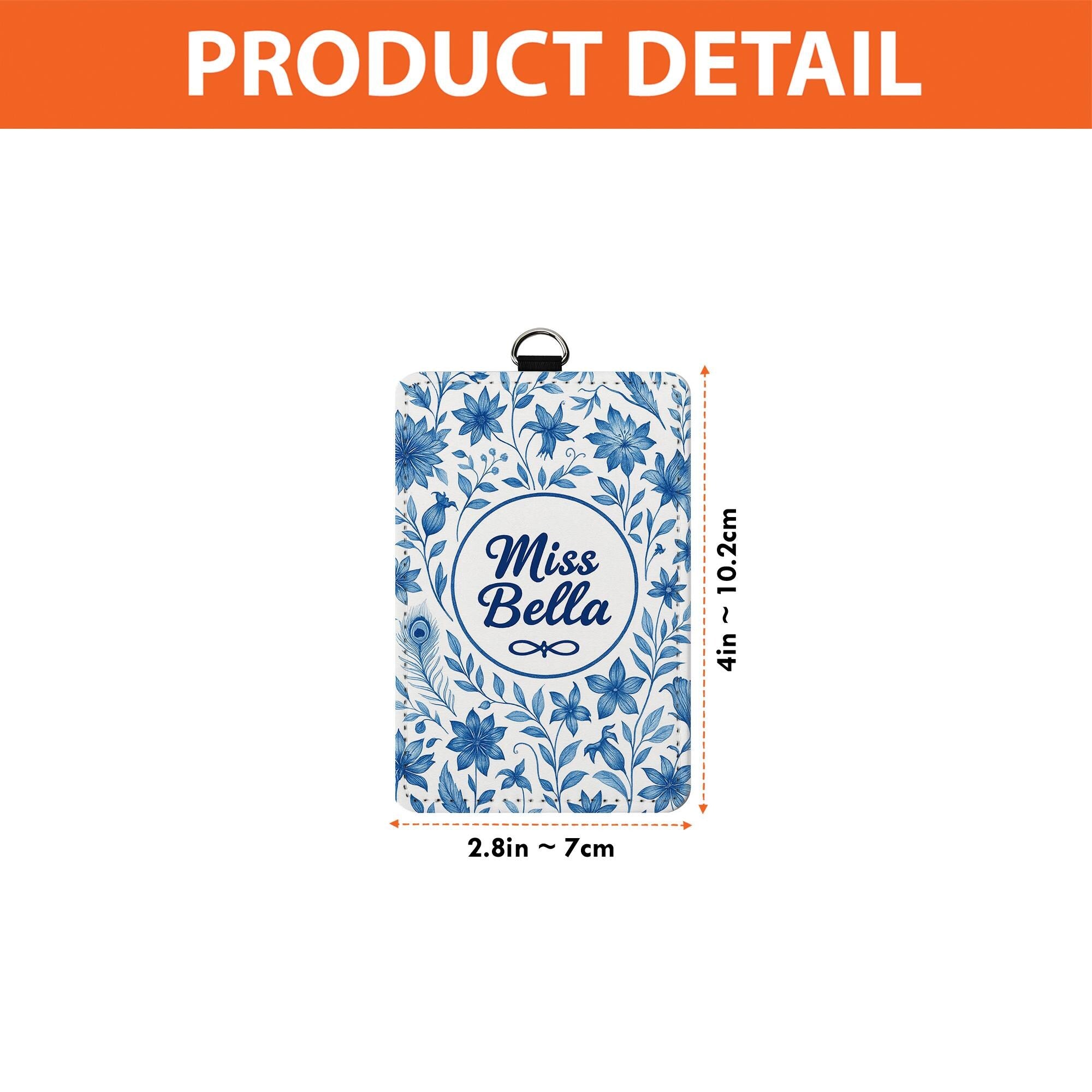 Personalized Floral Teacher Badge Holder, Custom Name ID Tag for Teachers, Educators – Elegant Blue Flower Design Lanyard Gift for Educators