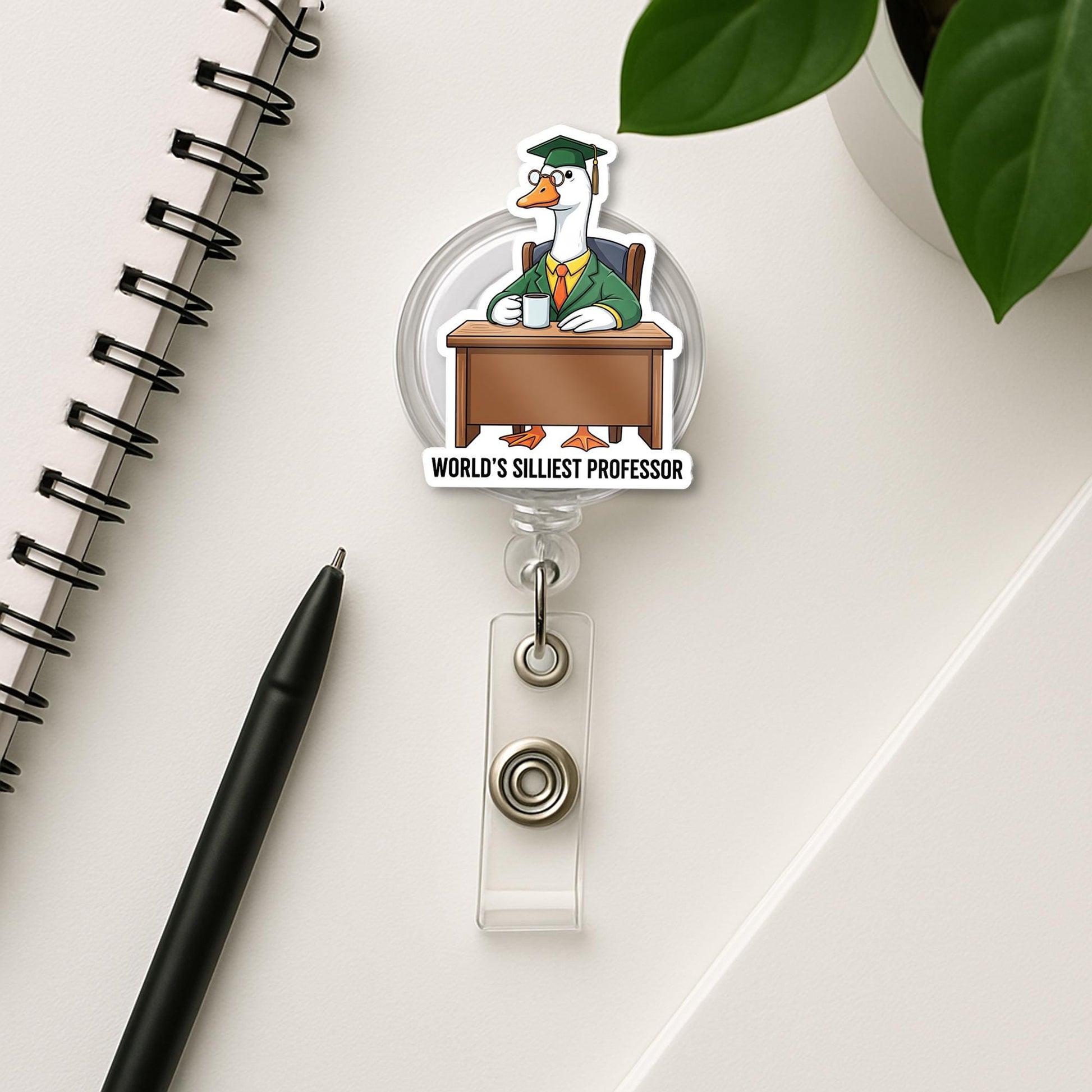 Funny Goose Professor Badge Reel – World's Silliest Professor ID Holder – Cute Gift for Teachers, Professors, or Staff, Teacher Lanyard Gift