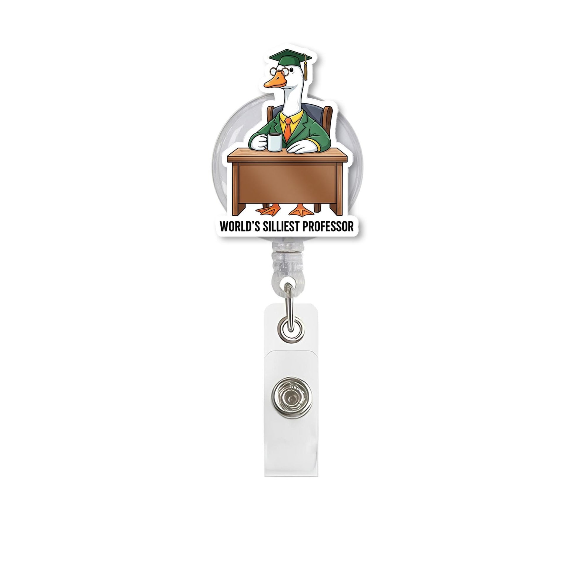 Funny Goose Professor Badge Reel – World's Silliest Professor ID Holder – Cute Gift for Teachers, Professors, or Staff, Teacher Lanyard Gift