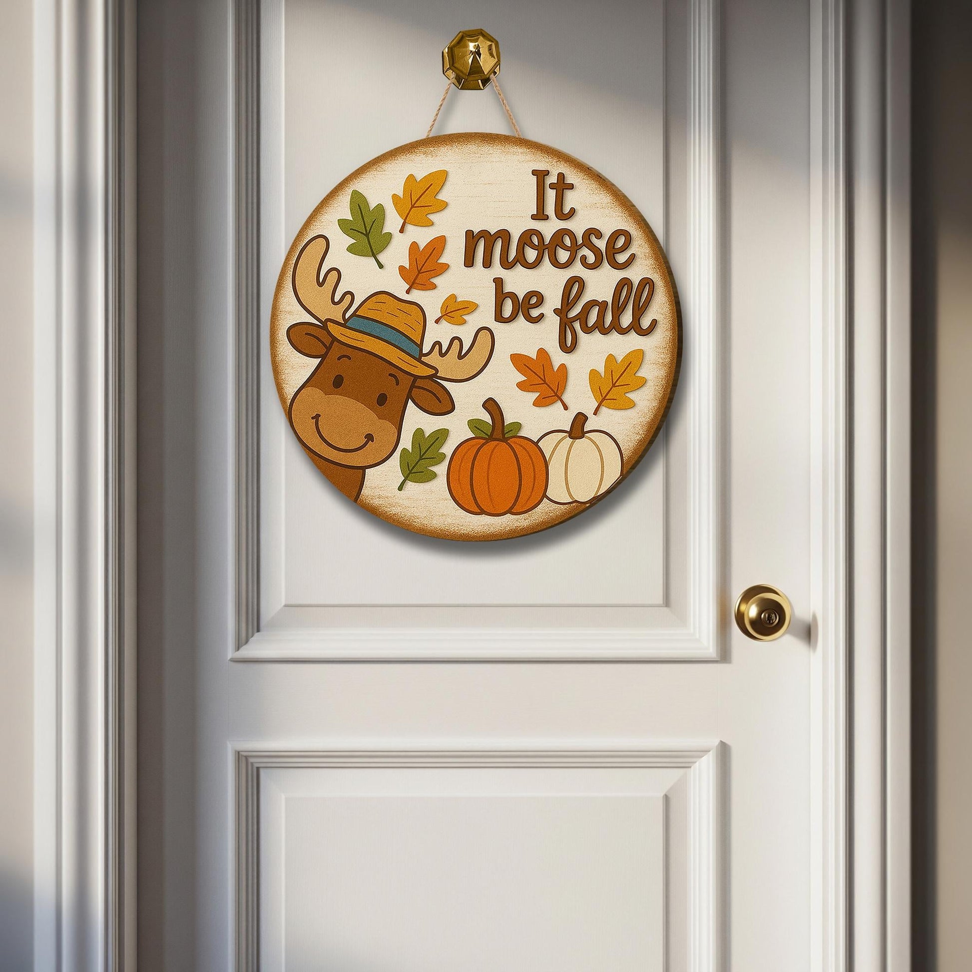 It Moose Be Fall Door Hanger, Funny Fall Porch Sign, Moose Pumpkin Decor, Autumn Front Door Decor, Rustic Farmhouse Fall Welcome
