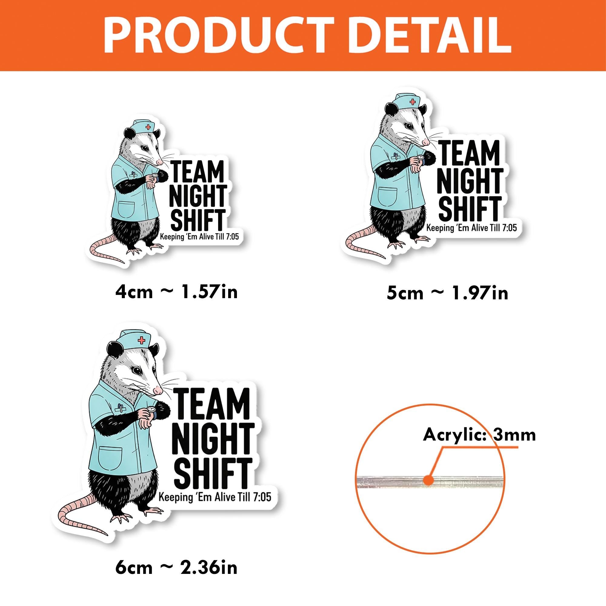 Funny Night Shift Badge Reel – Possum Nurse ID Holder, “Keeping ‘Em Alive Till 7:05” Clip, Hilarious Gift for RN, cna, emt, ICU Staff