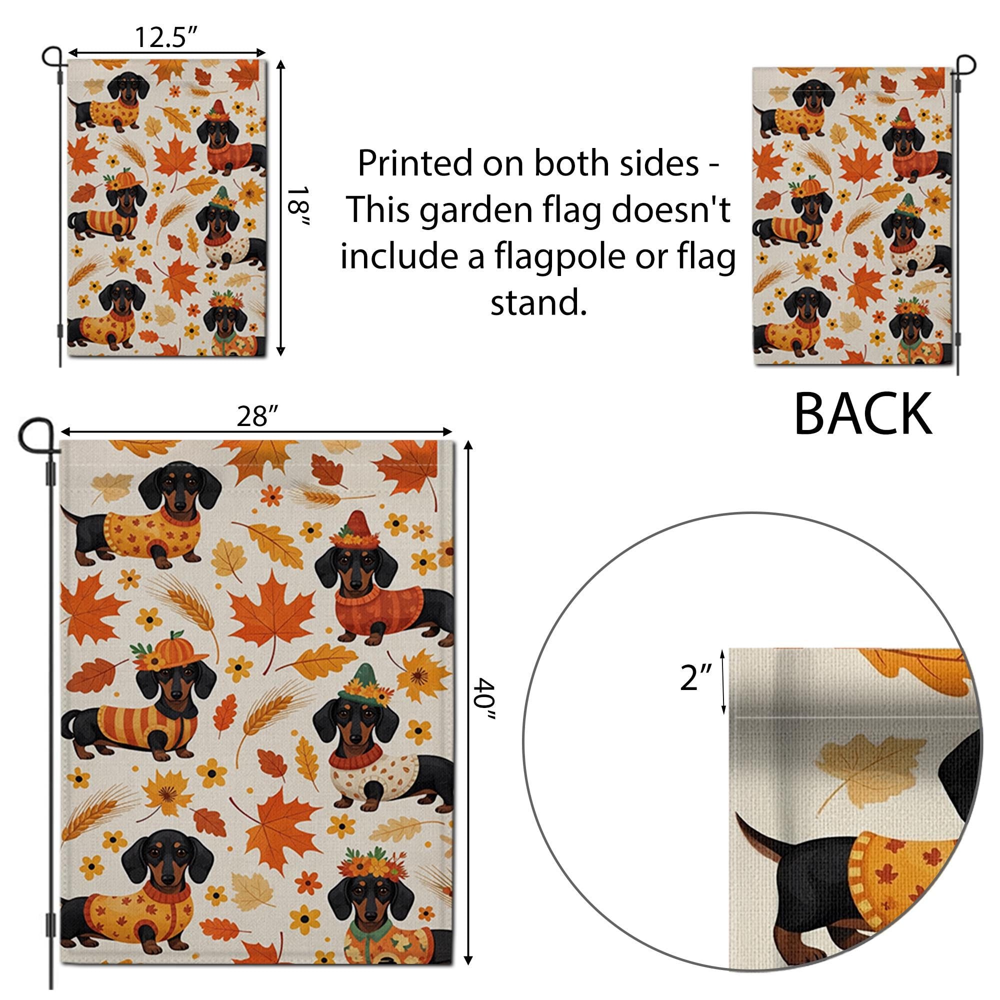 Fall Dachshund Garden Flag – Cute Autumn Wiener Dog Yard Decor, Seasonal Welcome Sign with Pumpkins & Leaves, Thanksgiving Pet Banner