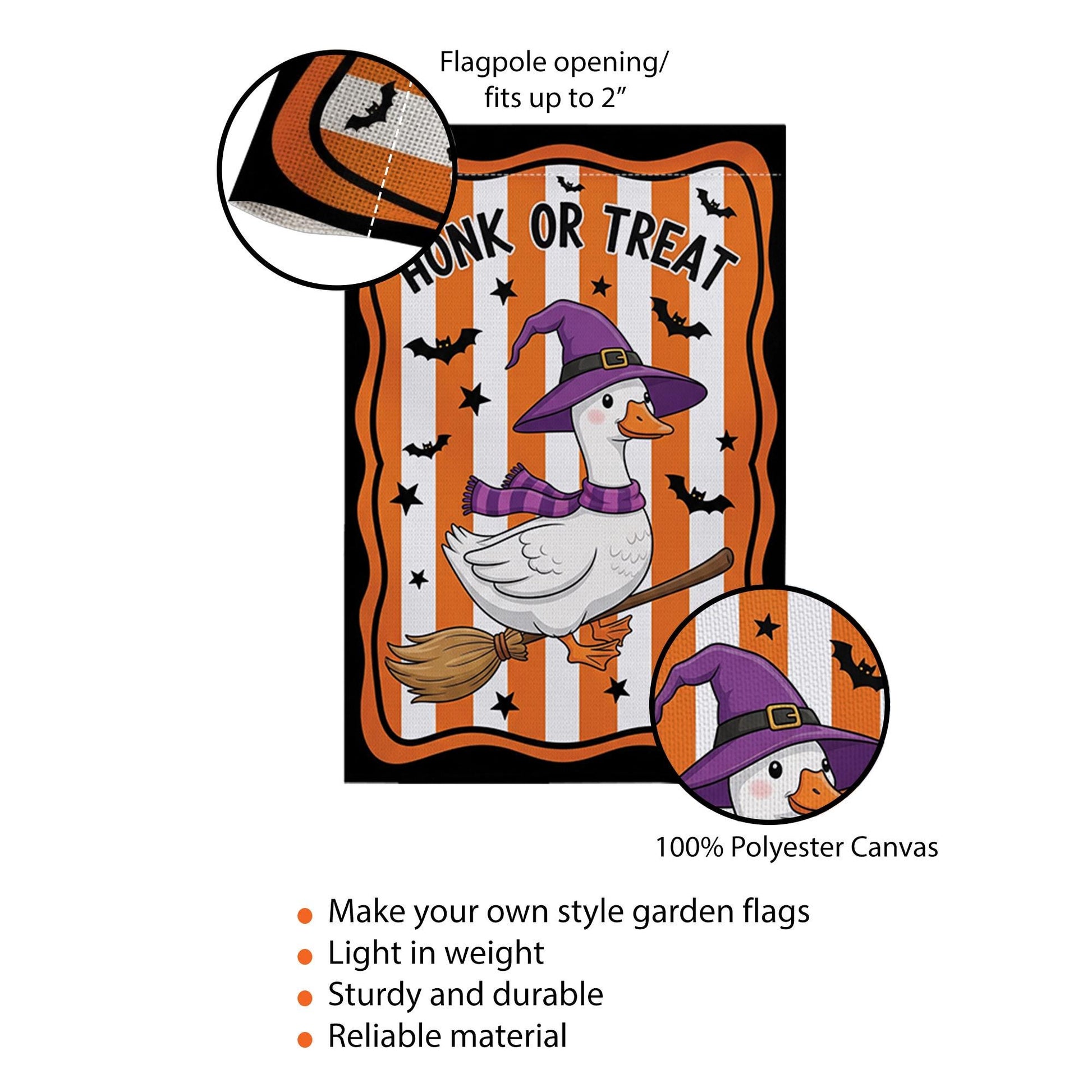 Honk or Treat Halloween Garden Flag – Funny Witch Goose Yard Decor, Cute Farm Animal Spooky Outdoor Sign