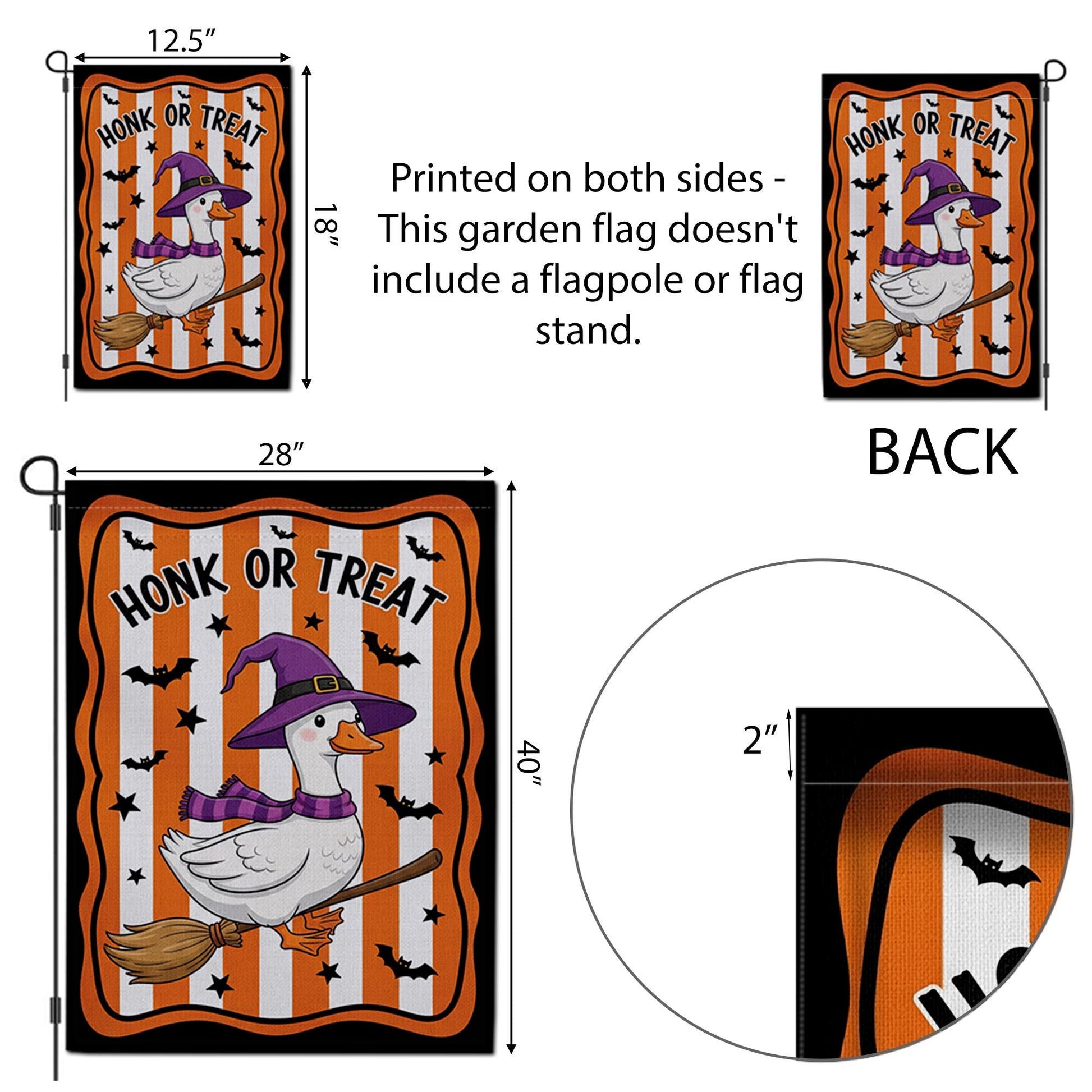 Honk or Treat Halloween Garden Flag – Funny Witch Goose Yard Decor, Cute Farm Animal Spooky Outdoor Sign
