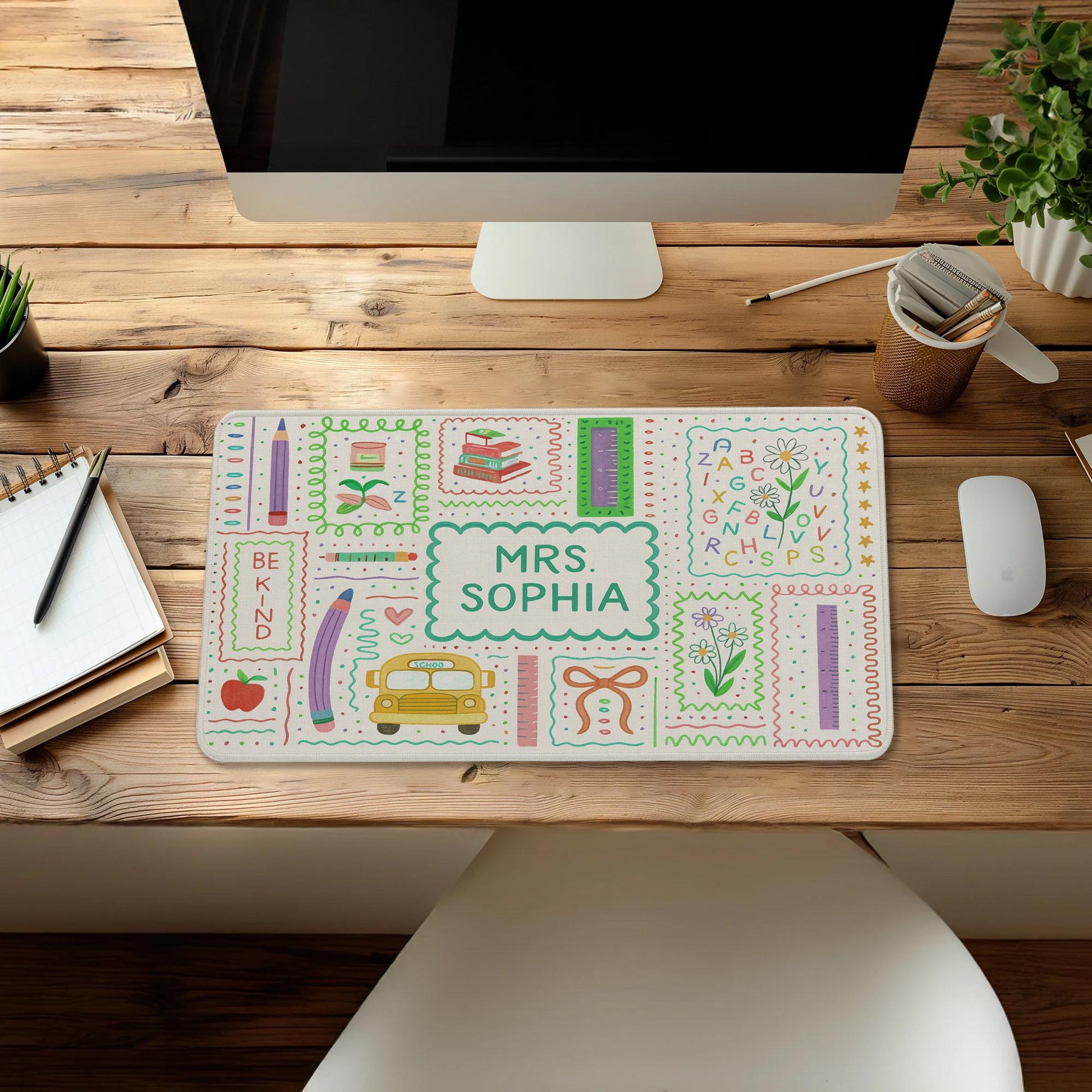 Custom Teacher Mouse Pad – Personalized Classroom Desk Mat with Name – Cute Back to School Gift for Teachers – Elementary Teacher Decor
