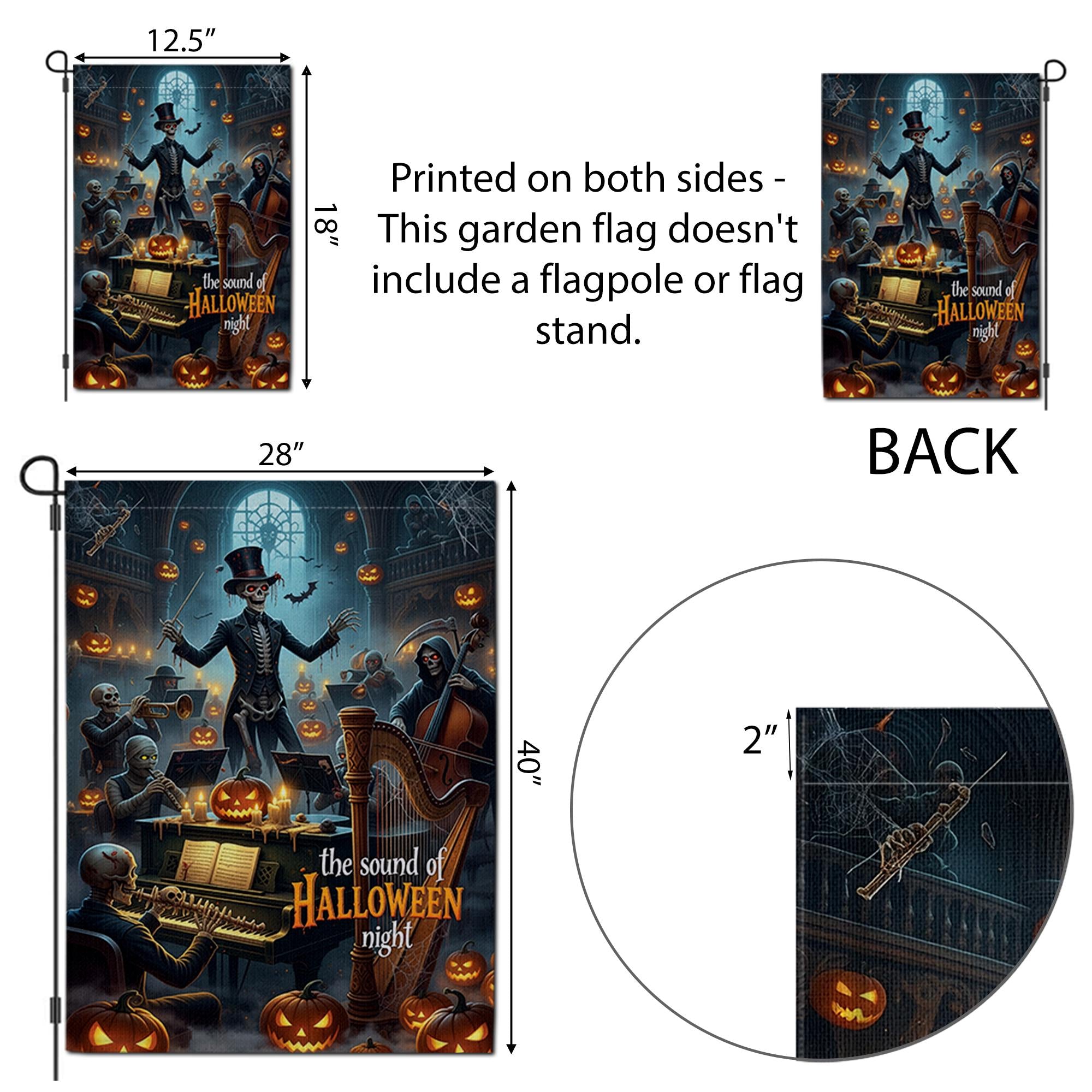 Skeleton Orchestra Halloween Garden Flag – Haunted Concert Yard Decor, Spooky Music Night Pumpkin Display
