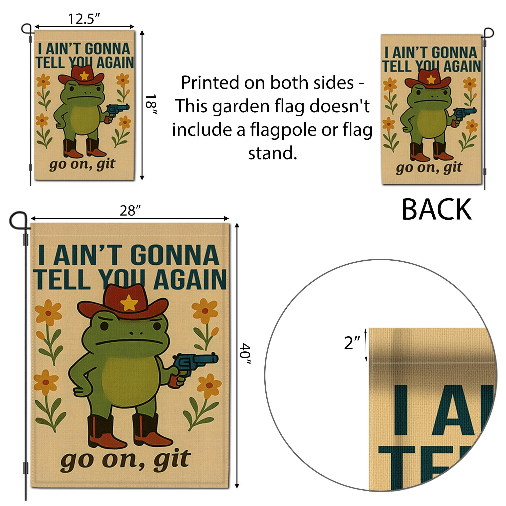 Funny Cowboy Frog Garden Flag | Go On Git Yard Sign | Southern Humor Outdoor Decor | Country Porch Banner | Frog Lawn Flag