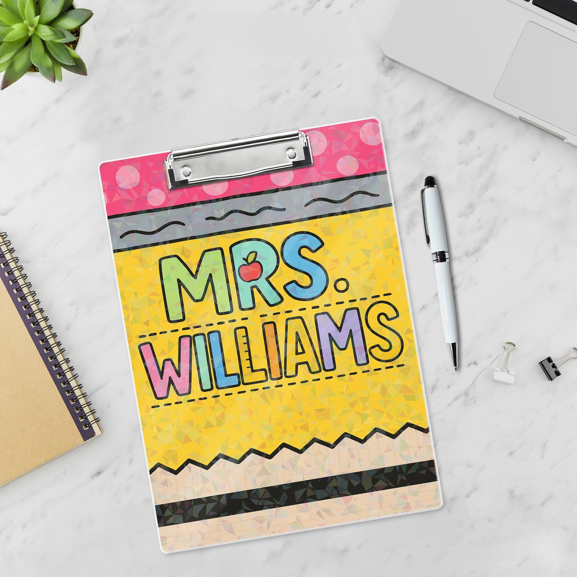 Personalized Teacher Clipboard | Custom Holographic Name Clipboard | Back to School Gift for Teachers | Classroom Supply