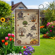 Halloween Treasure Map Garden Flag – Pumpkin Hill Yard Decor – Cute Spooky Outdoor Halloween Decoration for Kids and Family