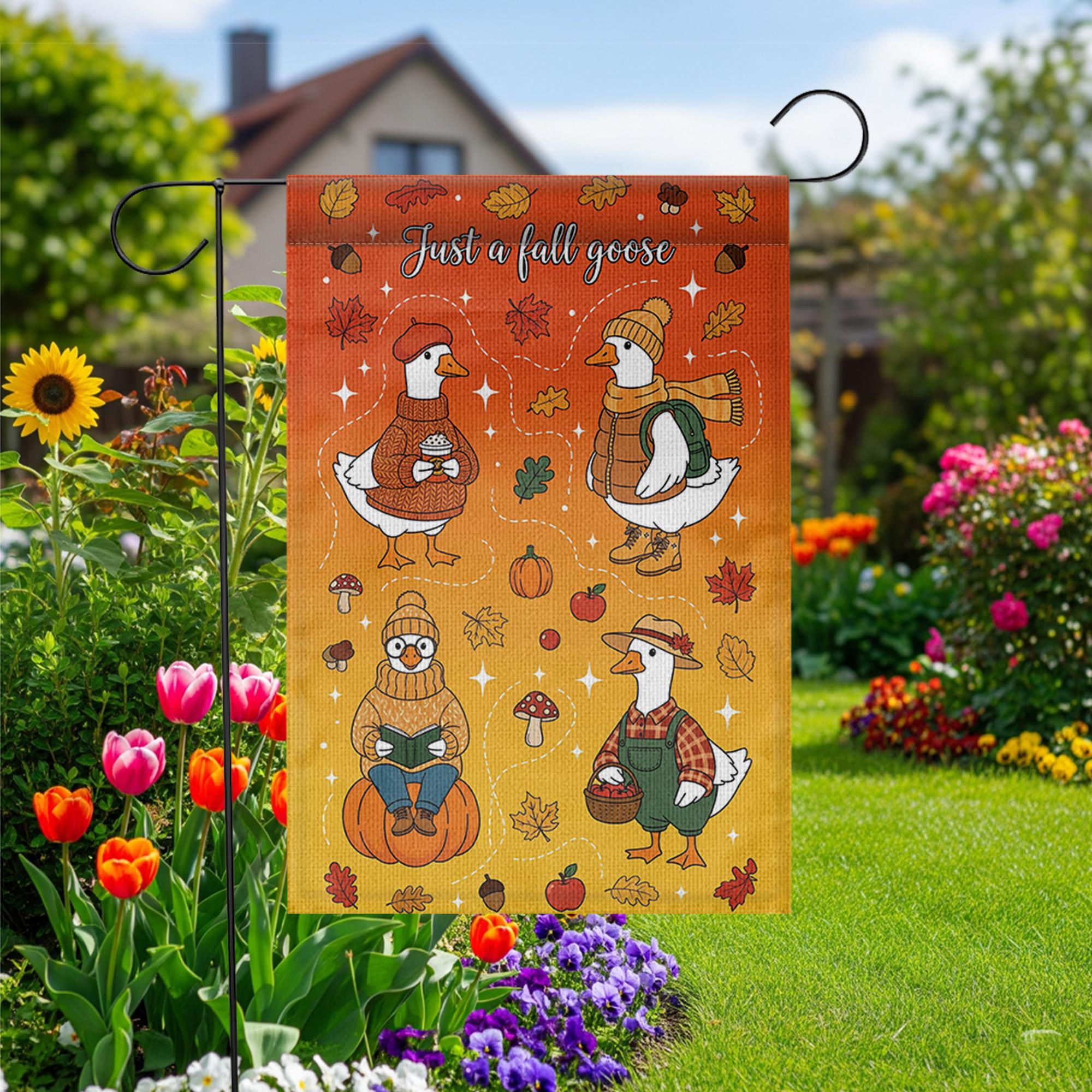 Just a Fall Goose Garden Flag – Cute Autumn Goose Yard Decor – Funny Thanksgiving Farmhouse Outdoor Fall Decoration