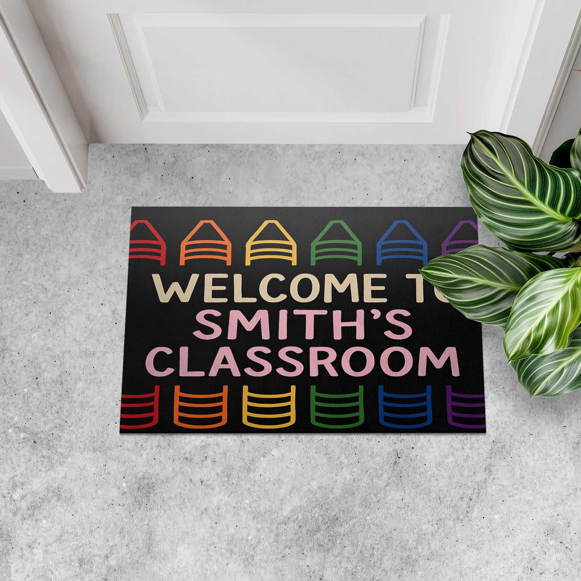 Welcome Doormat for Teacher Classroom, Personalized Teacher Rug, Rainbow Chair Mat, Custom School Door Mat, Teacher Gift