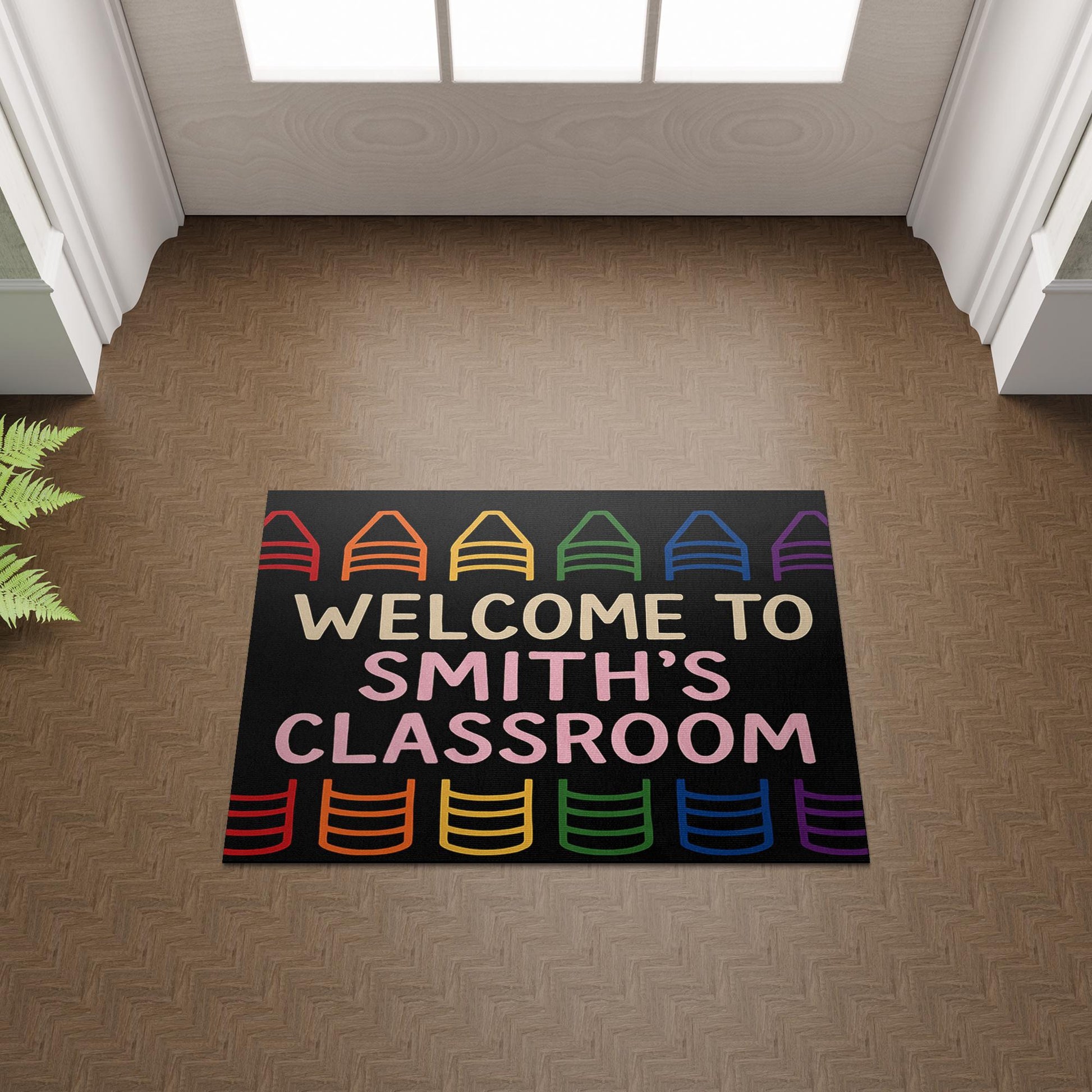 Welcome Doormat for Teacher Classroom, Personalized Teacher Rug, Rainbow Chair Mat, Custom School Door Mat, Teacher Gift