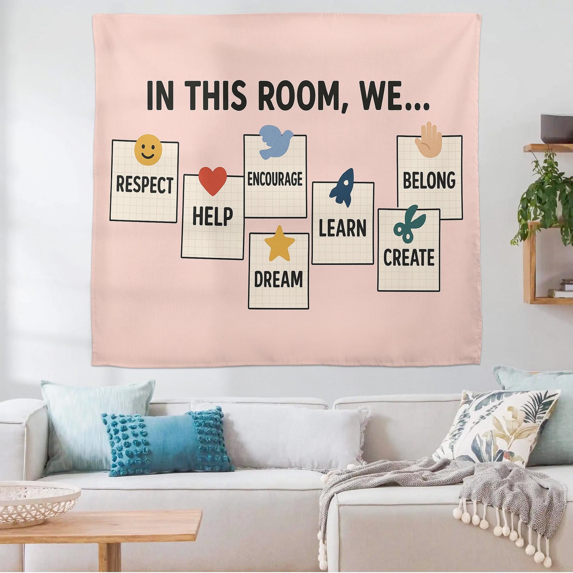 In This Room We Tapestry | Positive Classroom Wall Decor | Motivational Teacher Banner | Encouragement Poster for Kids & Students