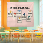 In This Room We Tapestry | Positive Classroom Wall Decor | Motivational Teacher Banner | Encouragement Poster for Kids & Students